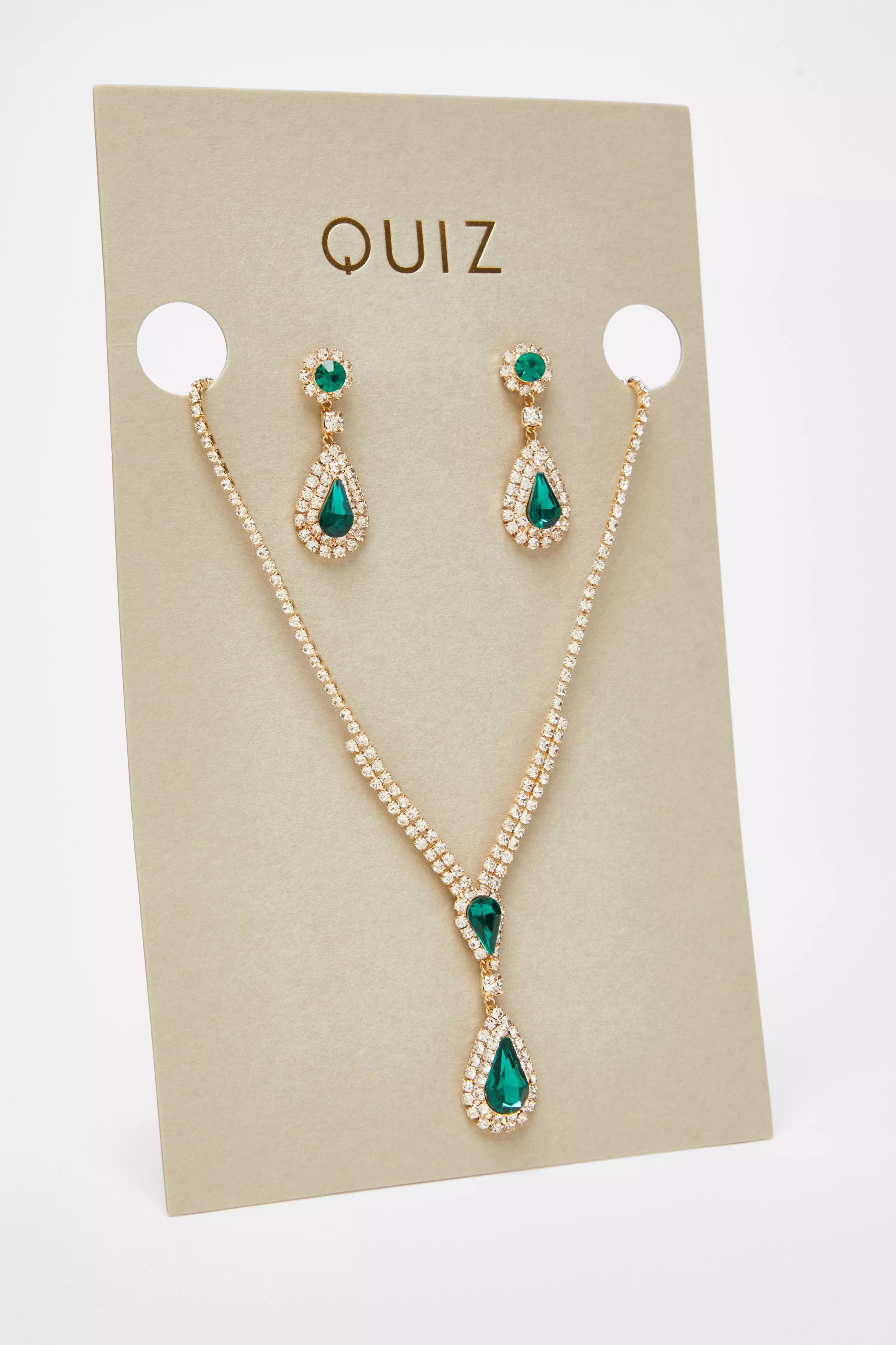 Green Teardrop Jewellery Set