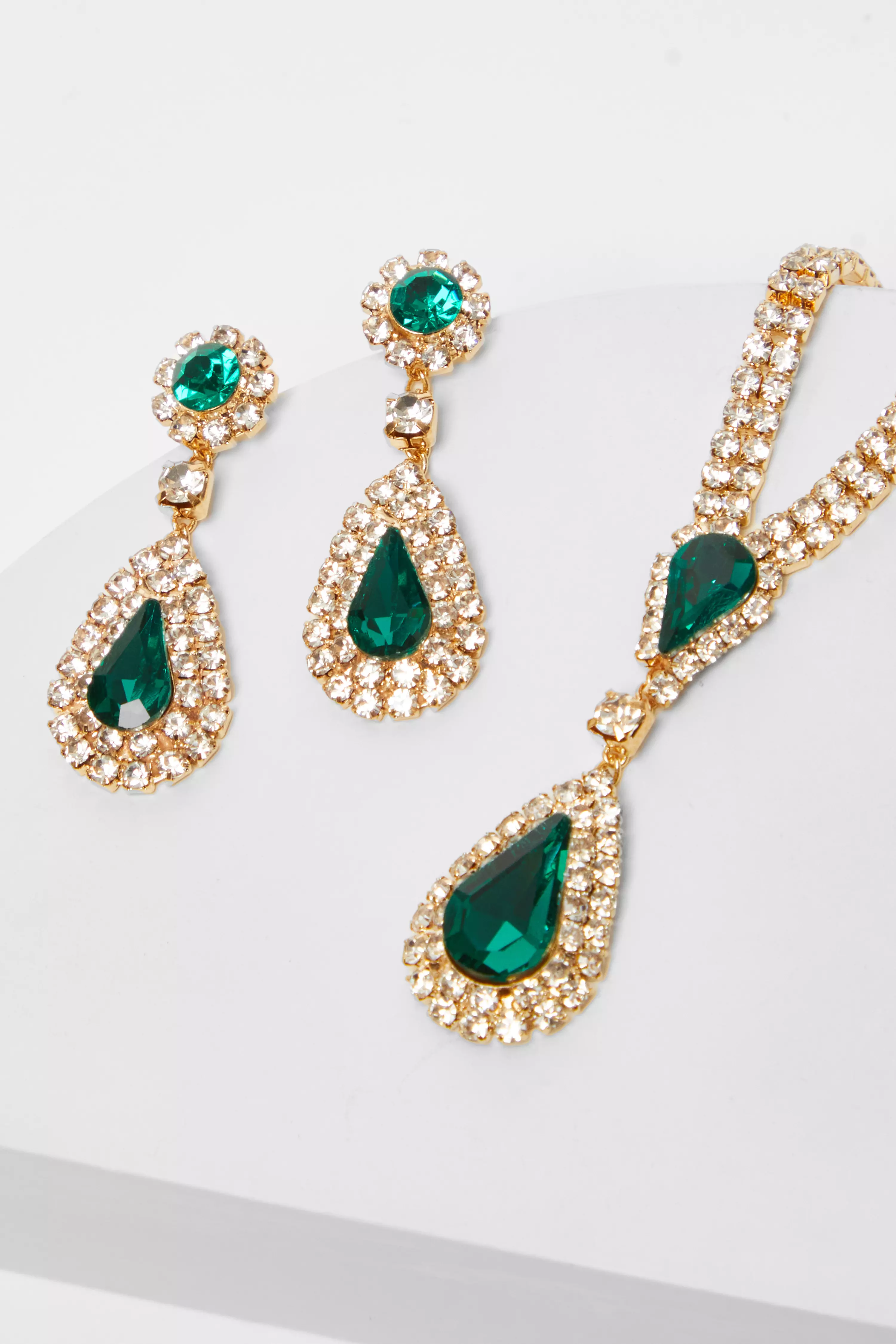 Green Teardrop Jewellery Set