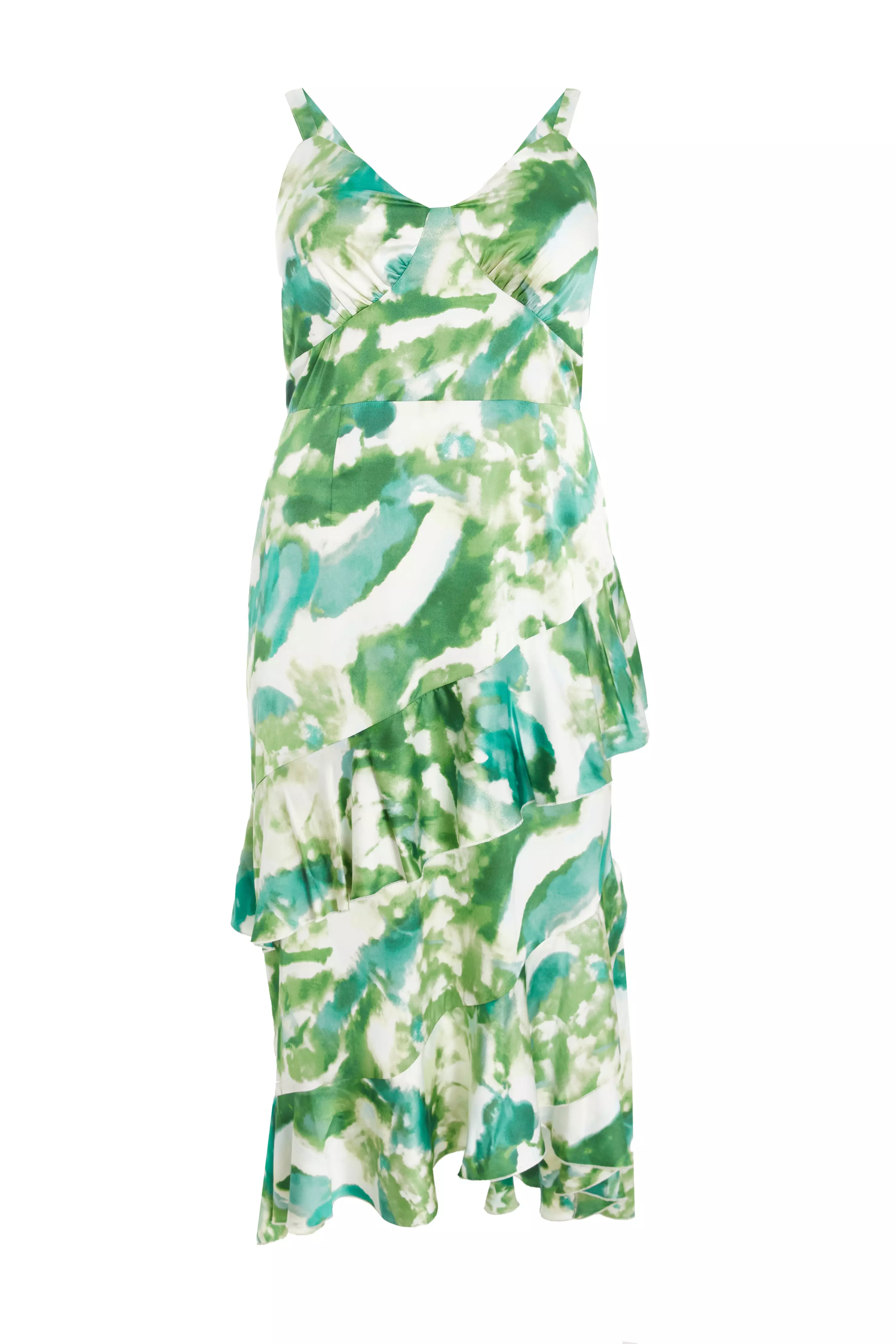 Curve Green Marble Print Midaxi Dress