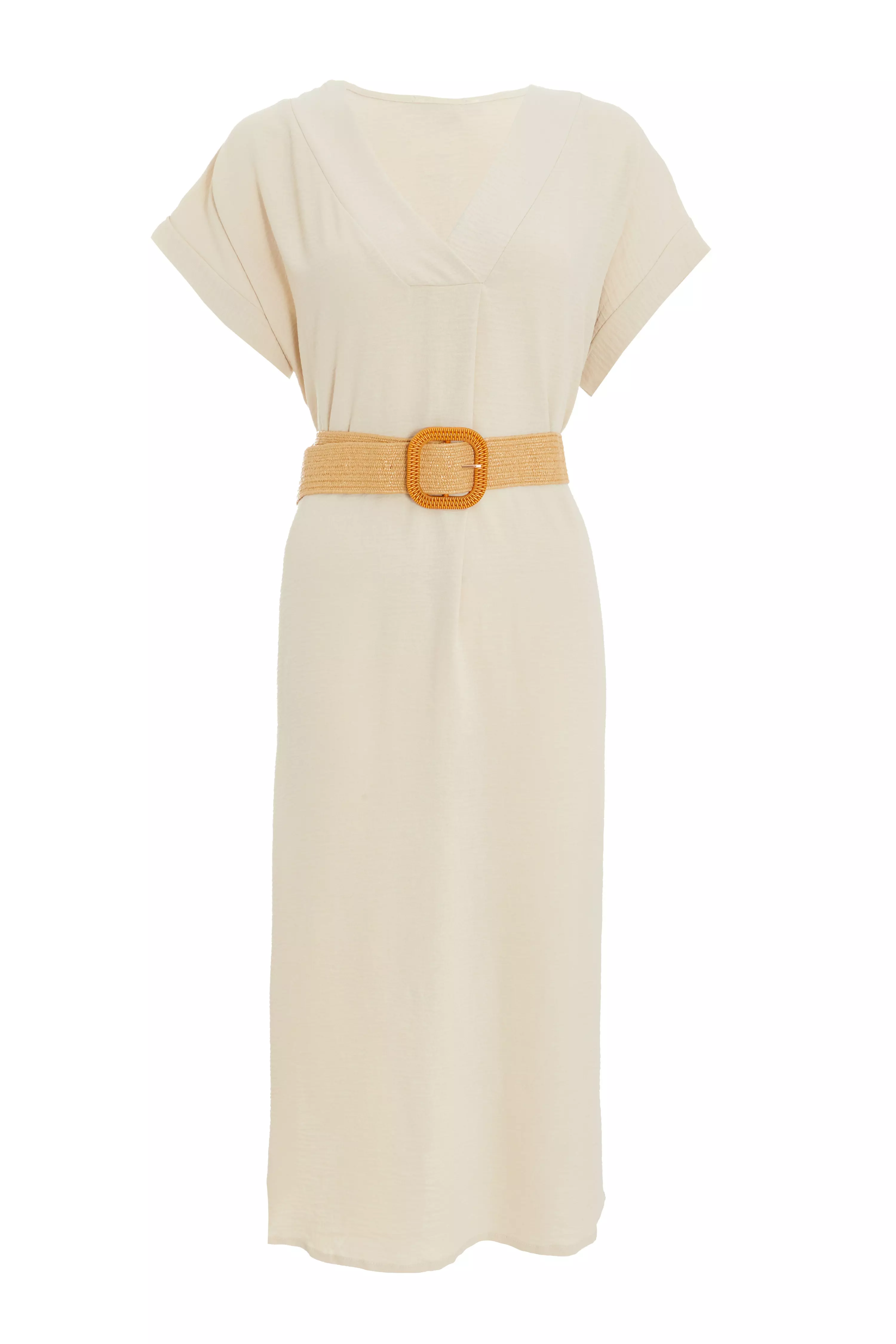 Stone Belted Midi Shirt Dress