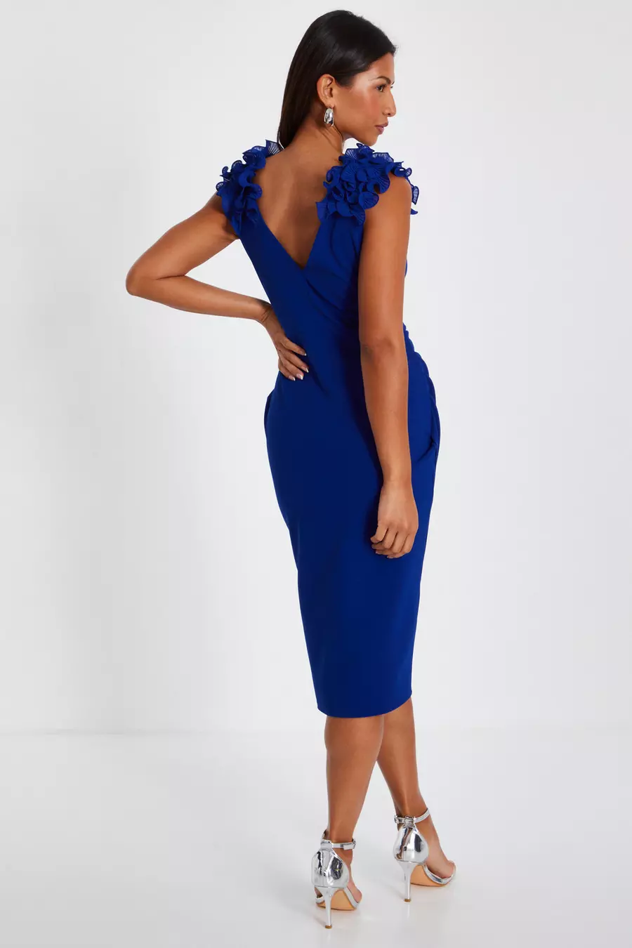 Royal Blue Ruffle Wrap Midi Dress QUIZ Clothing