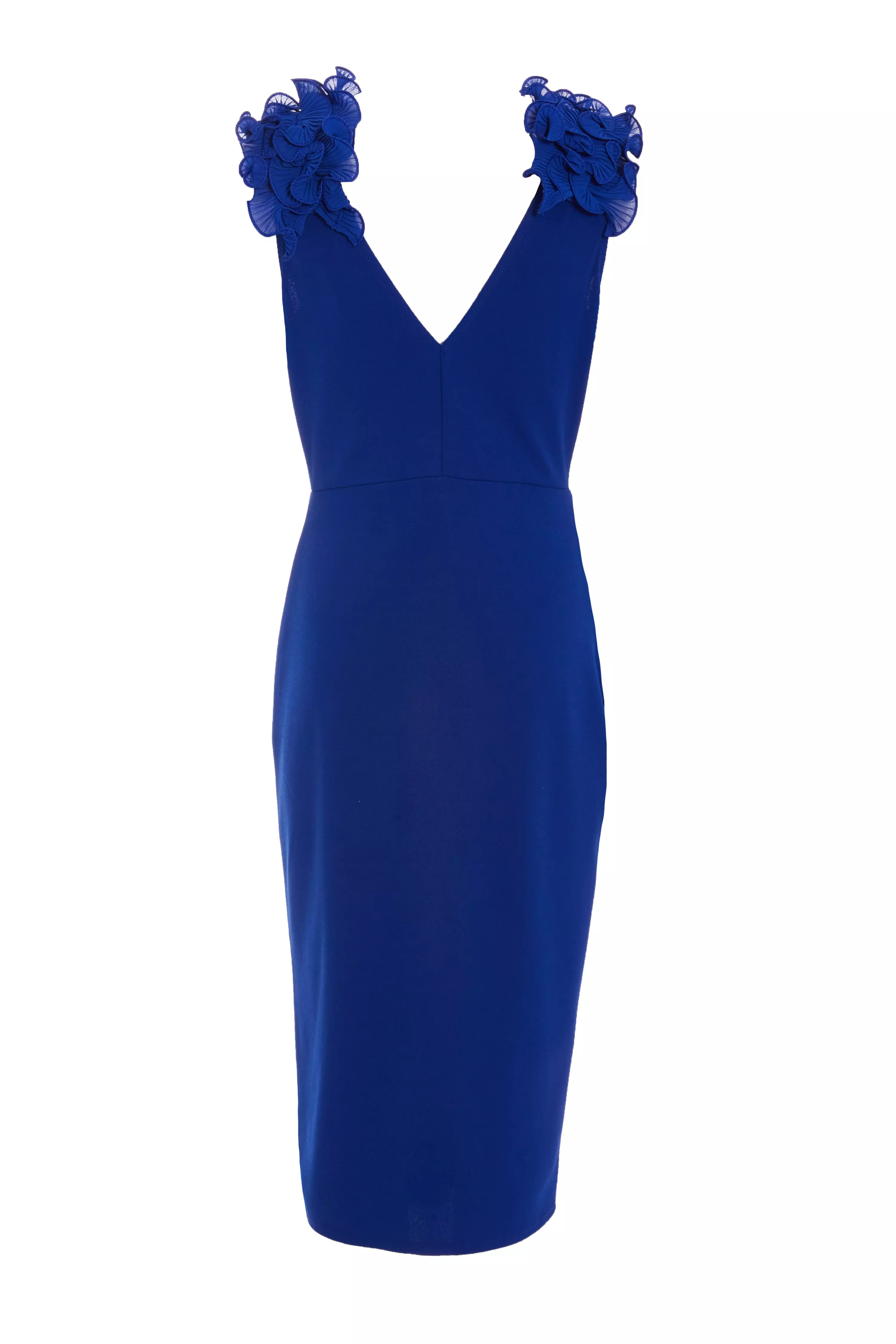 Royal Blue Ruffle Wrap Midi Dress