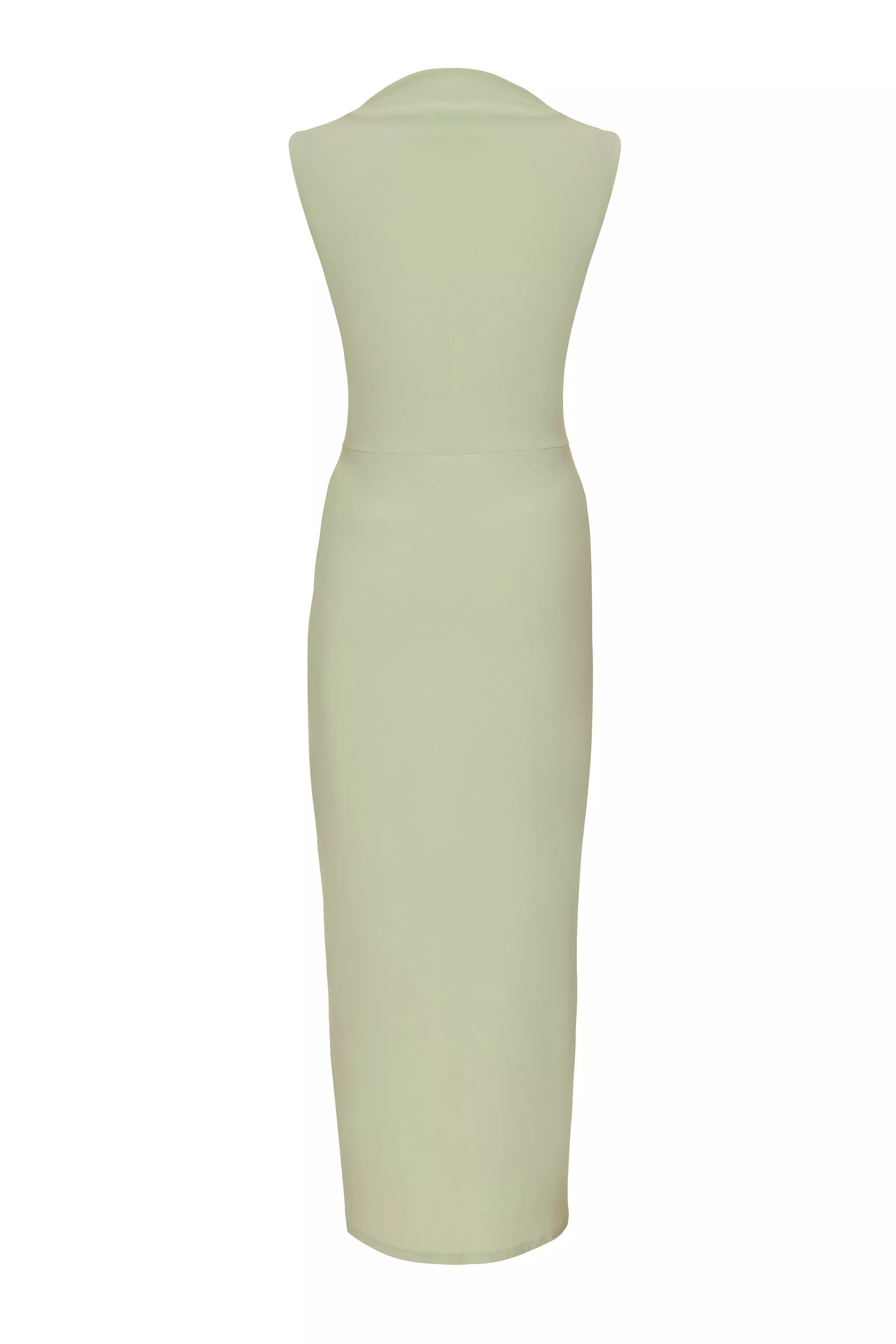 Sage Ruched Bodycon Midaxi Dress