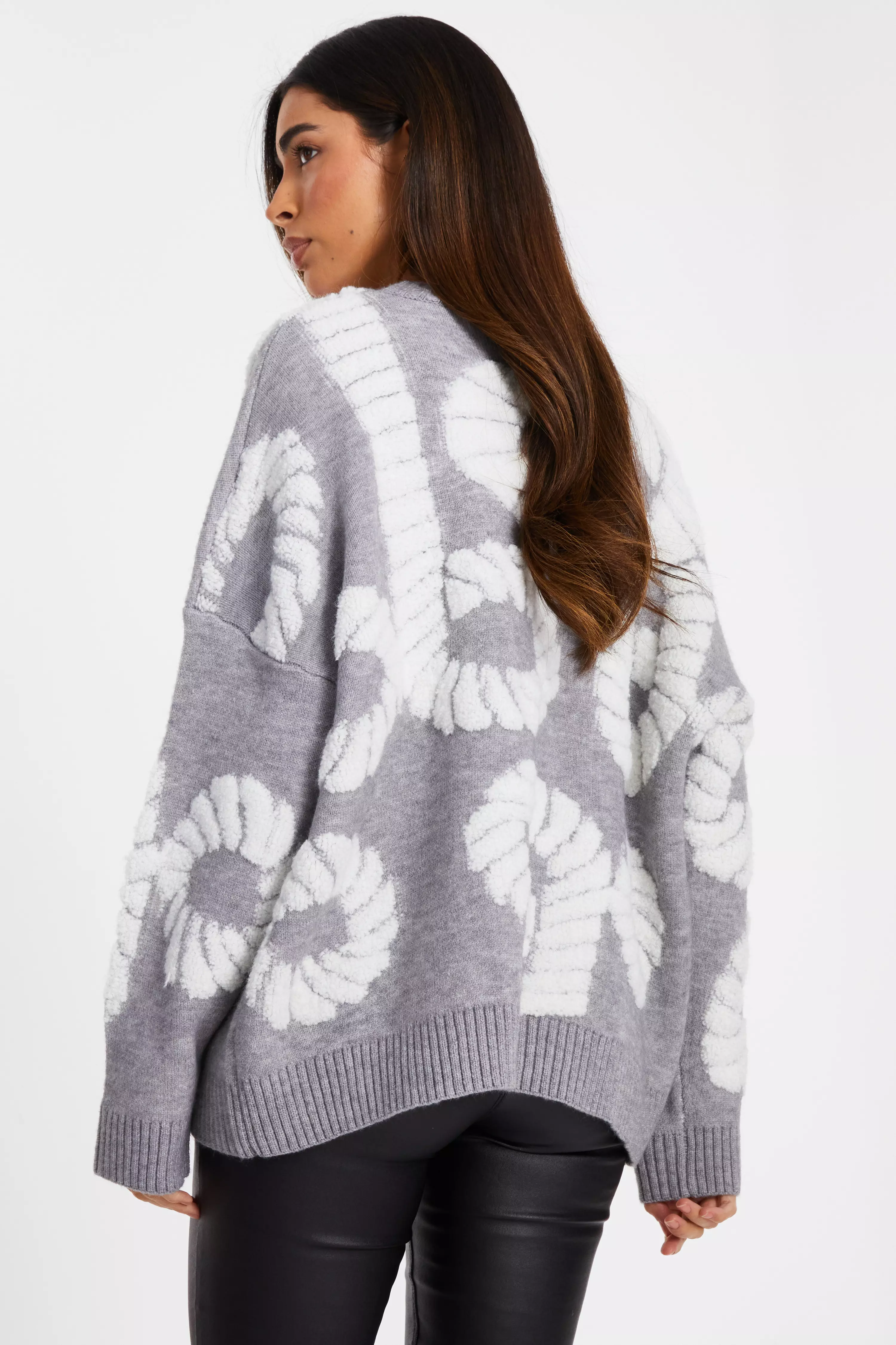 Grey Knit Printed Jumper