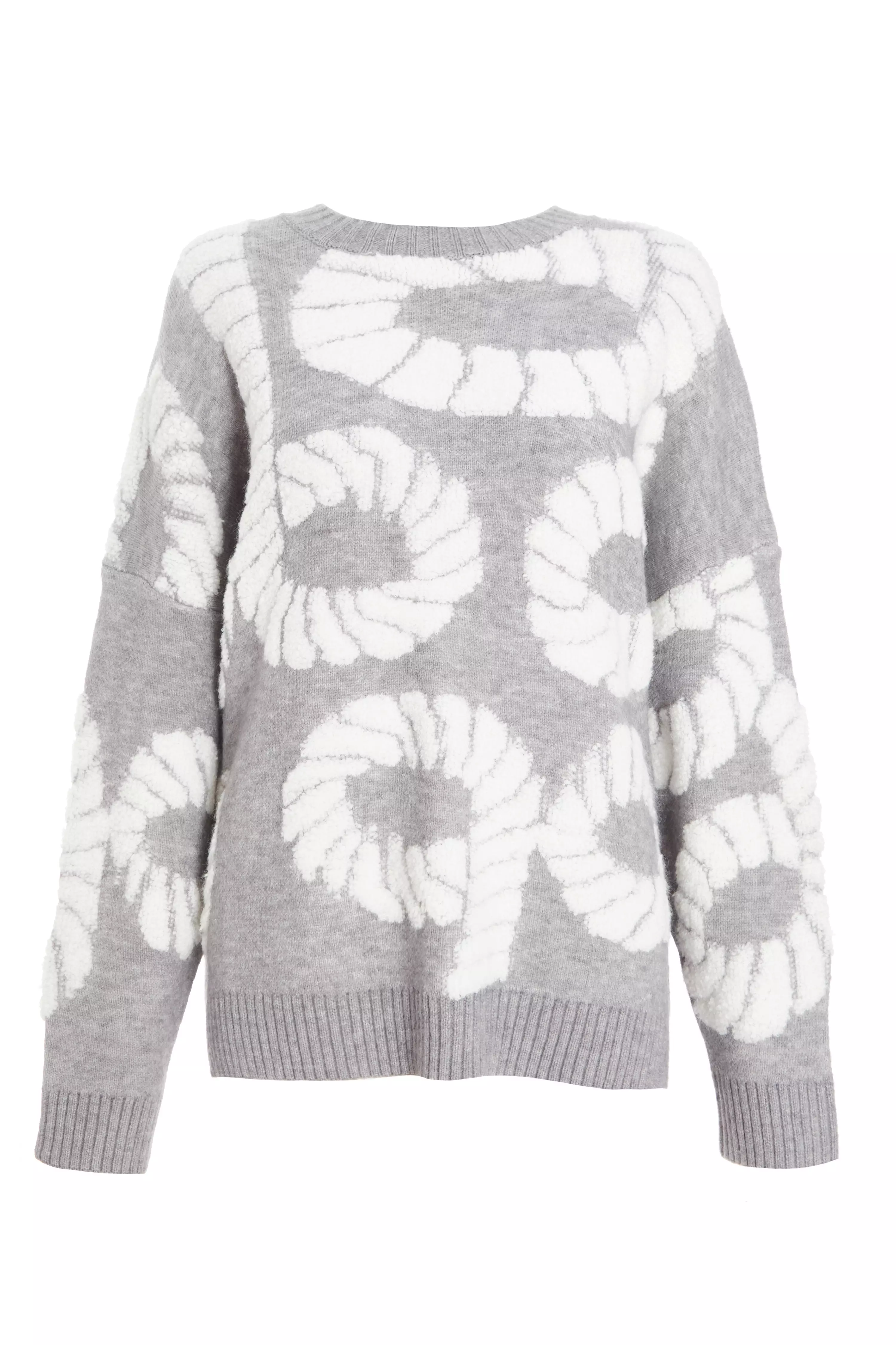 Grey Knit Printed Jumper