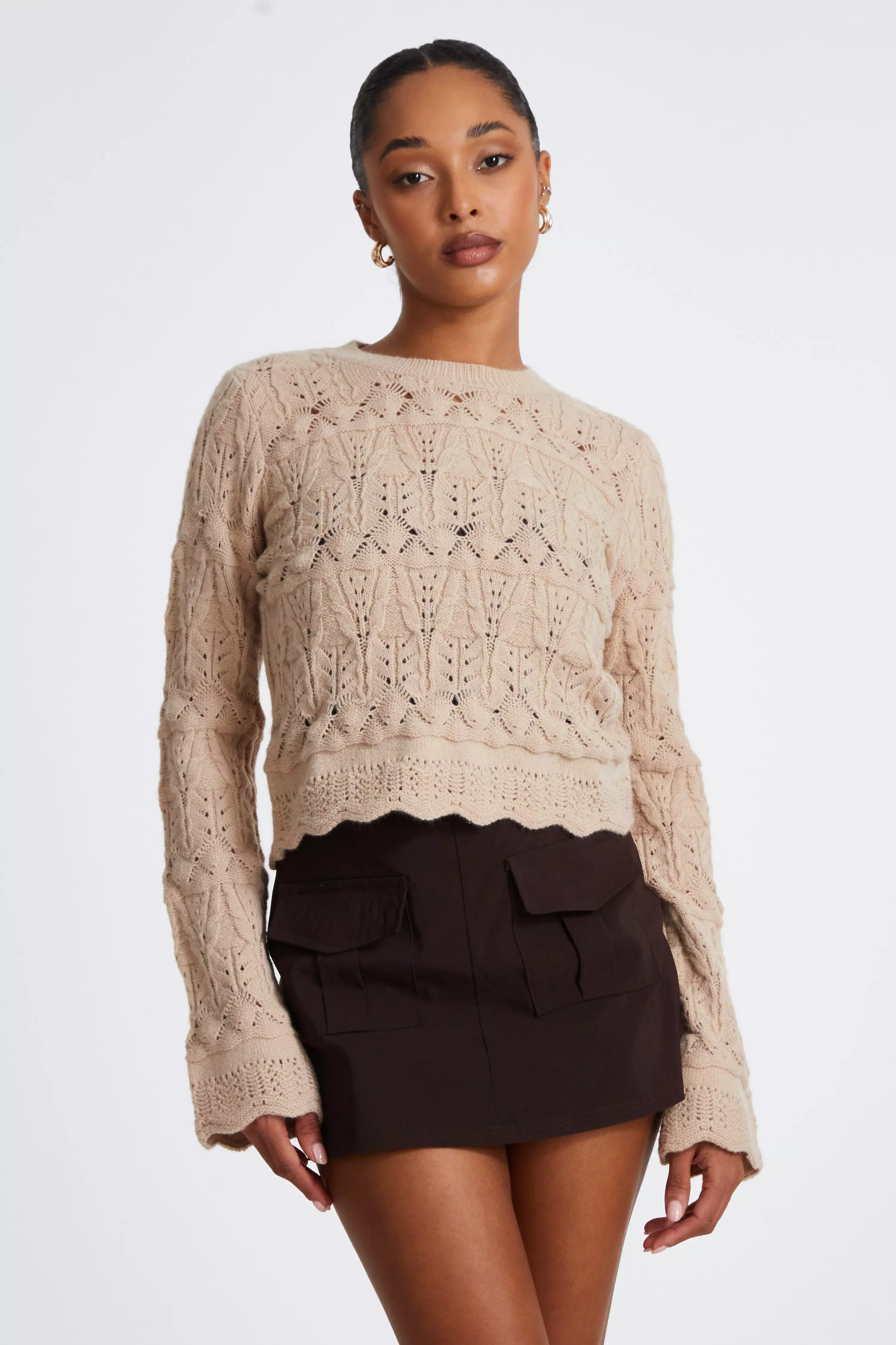 Stone Scalloped Knit Jumper