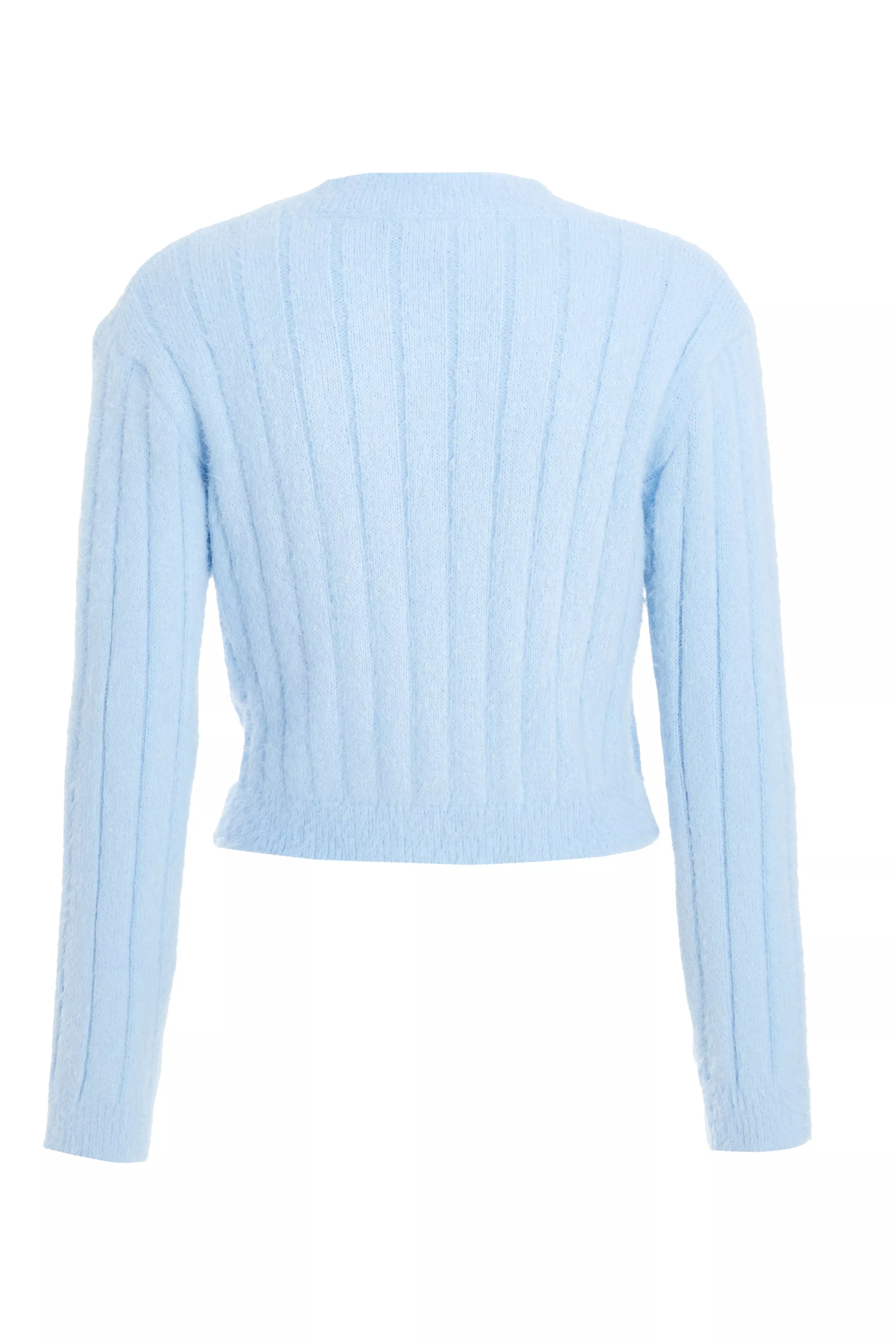 Blue Knitted Cropped Jumper