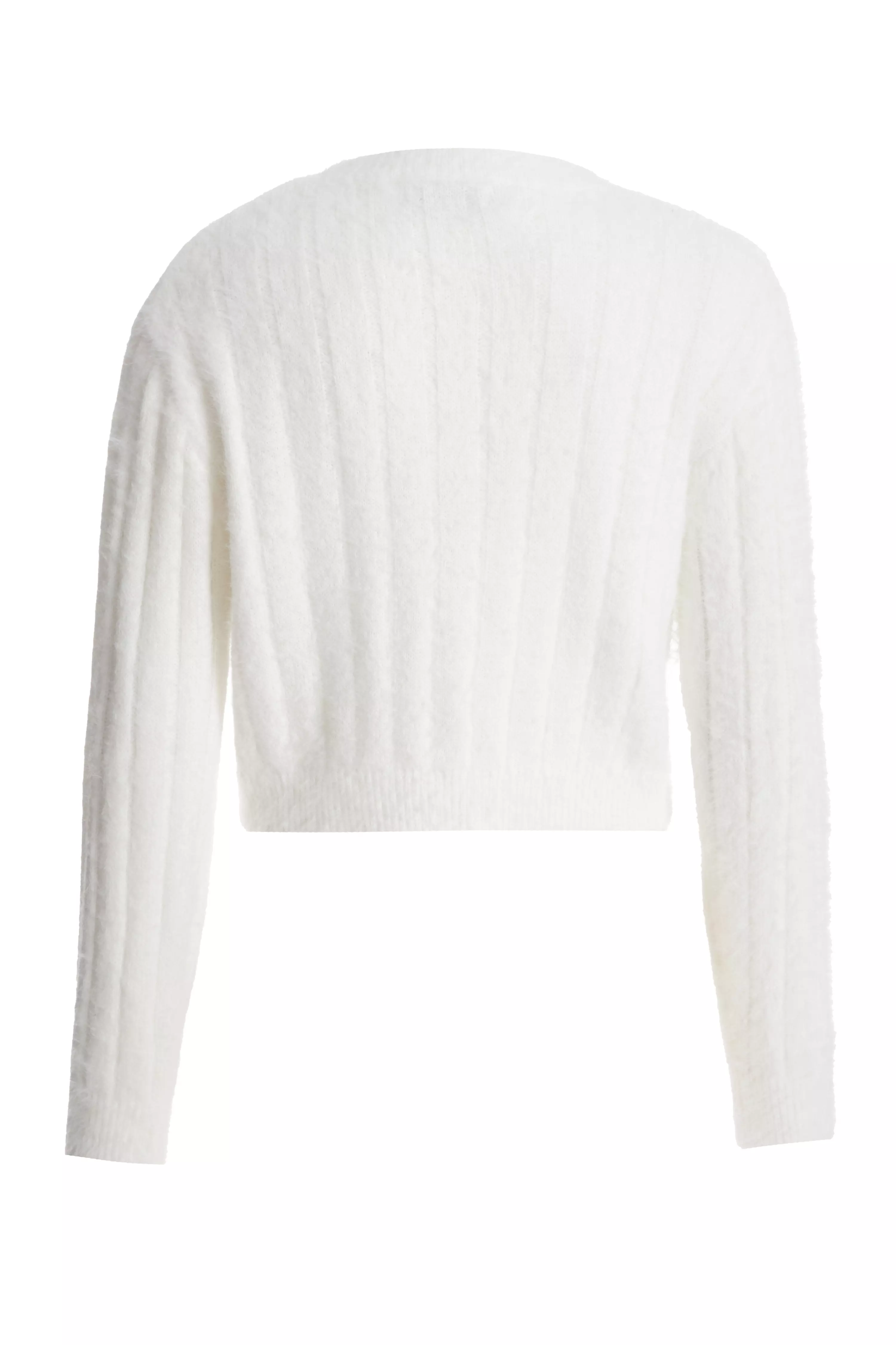 Cream Knitted Cropped Jumper