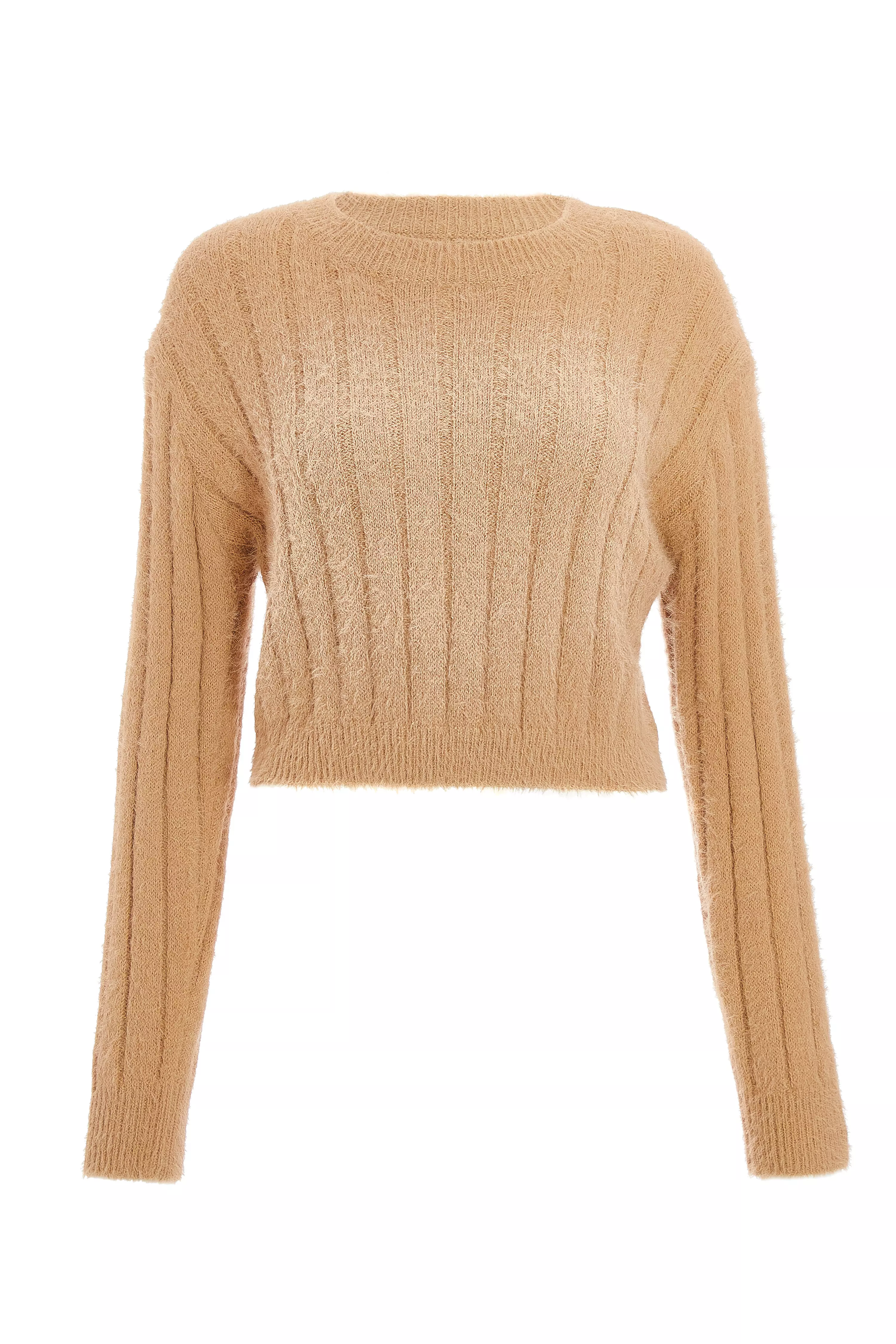 Stone Knitted Cropped Jumper