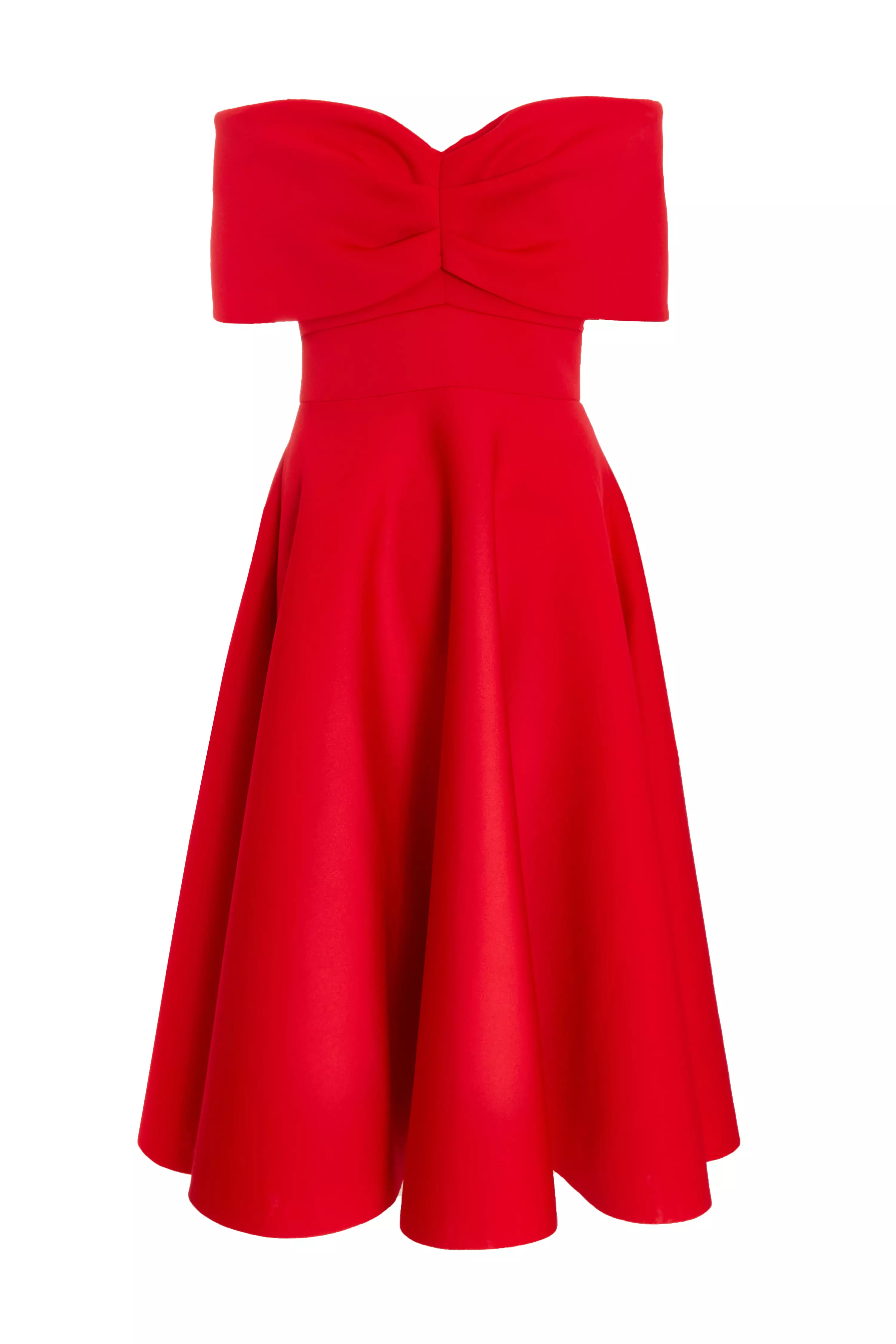 Red Bardot Skater Midi Dress