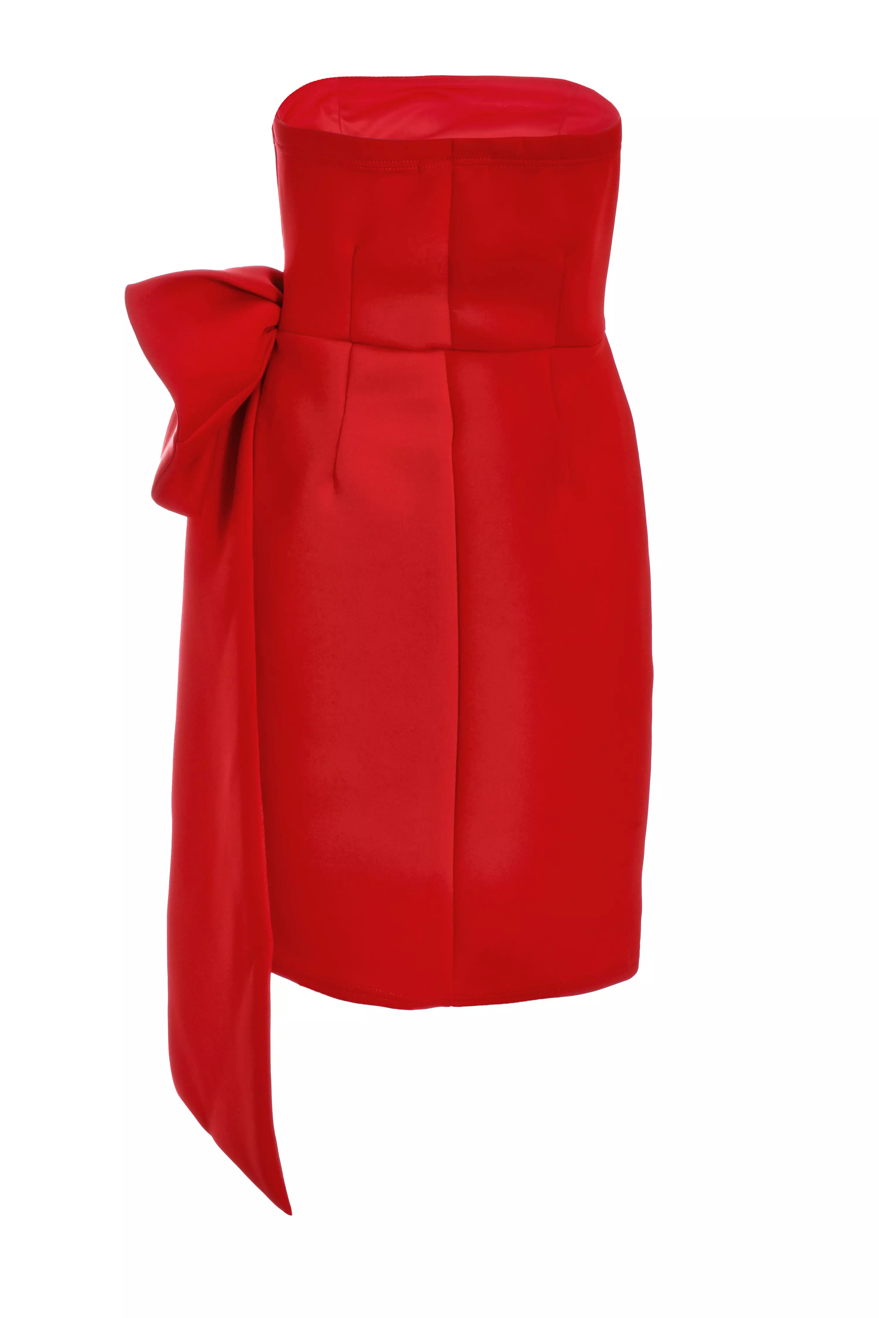 Red Bow Strapless Bodycon Dress