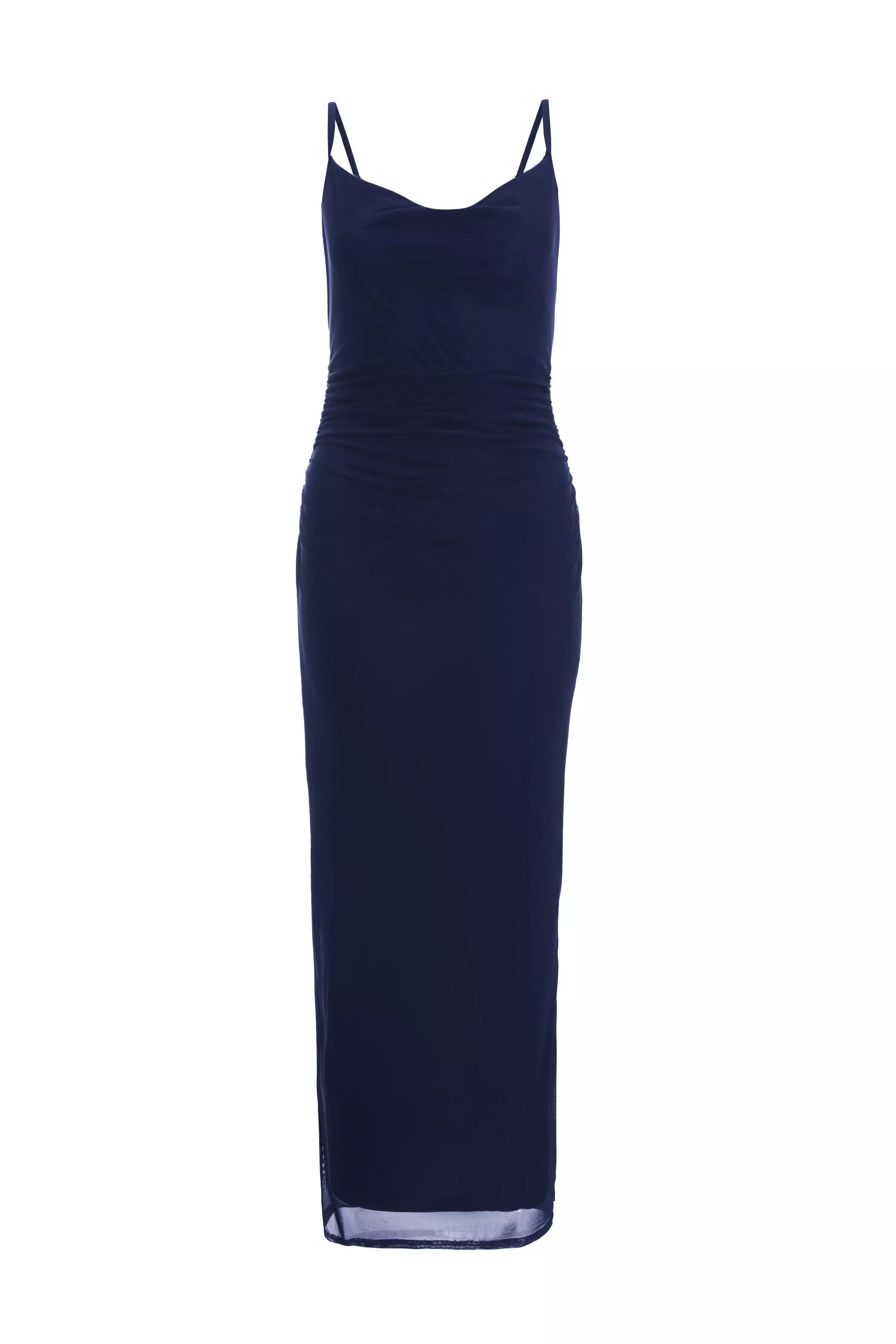 Indigo Mesh Ruched Midaxi Dress