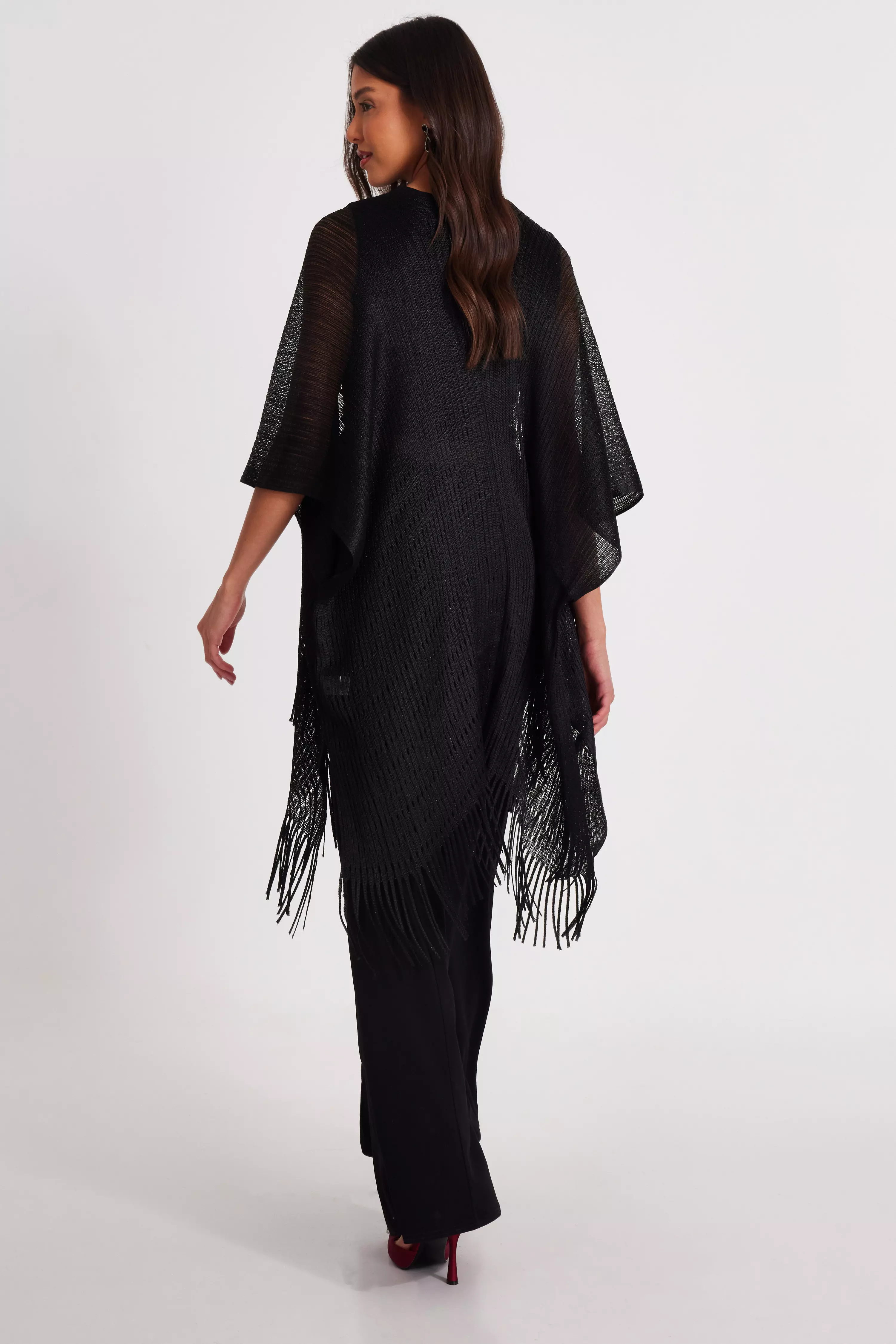 Black Shimmer Tassel Cape