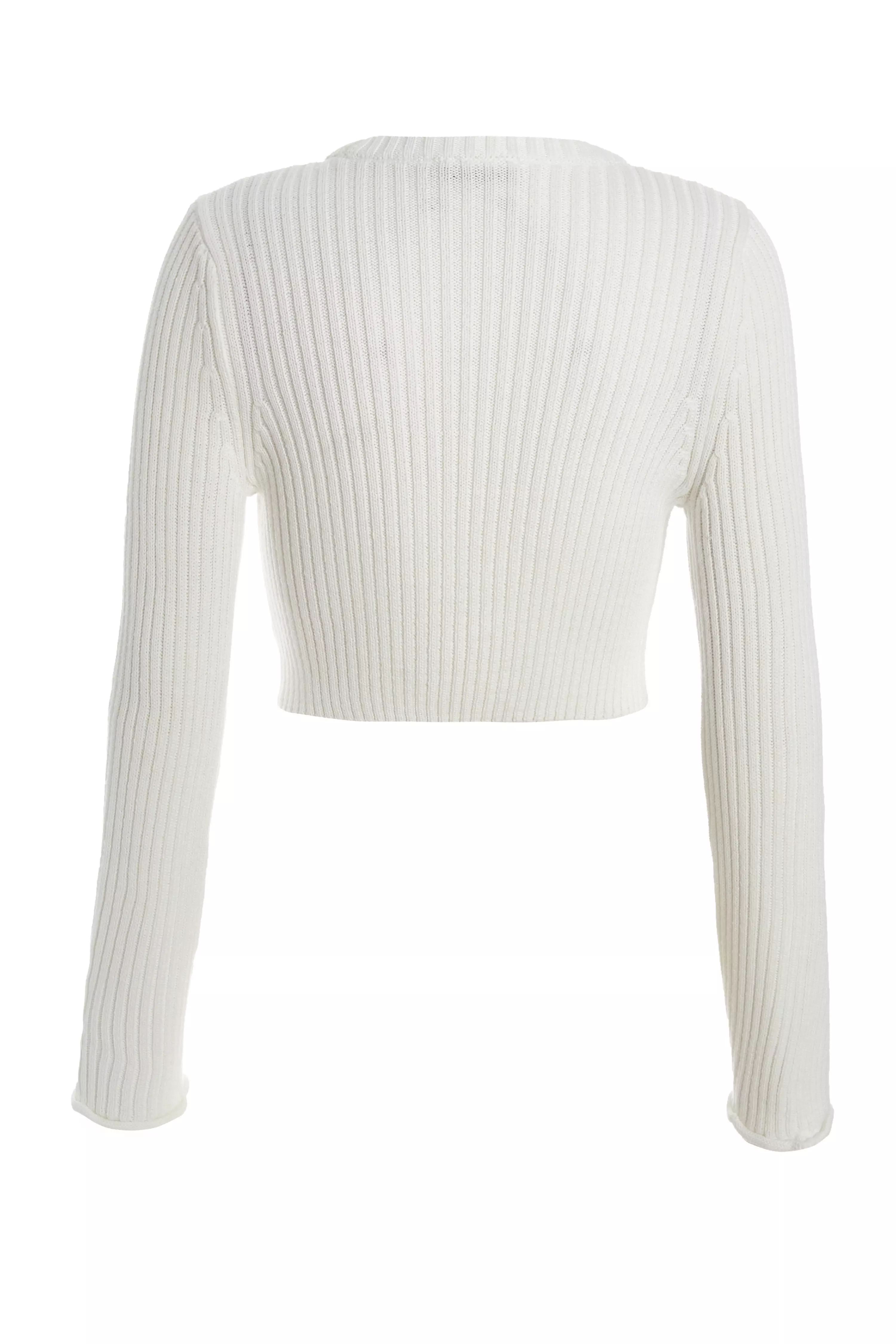 Cream Bow Front Cropped Jumper