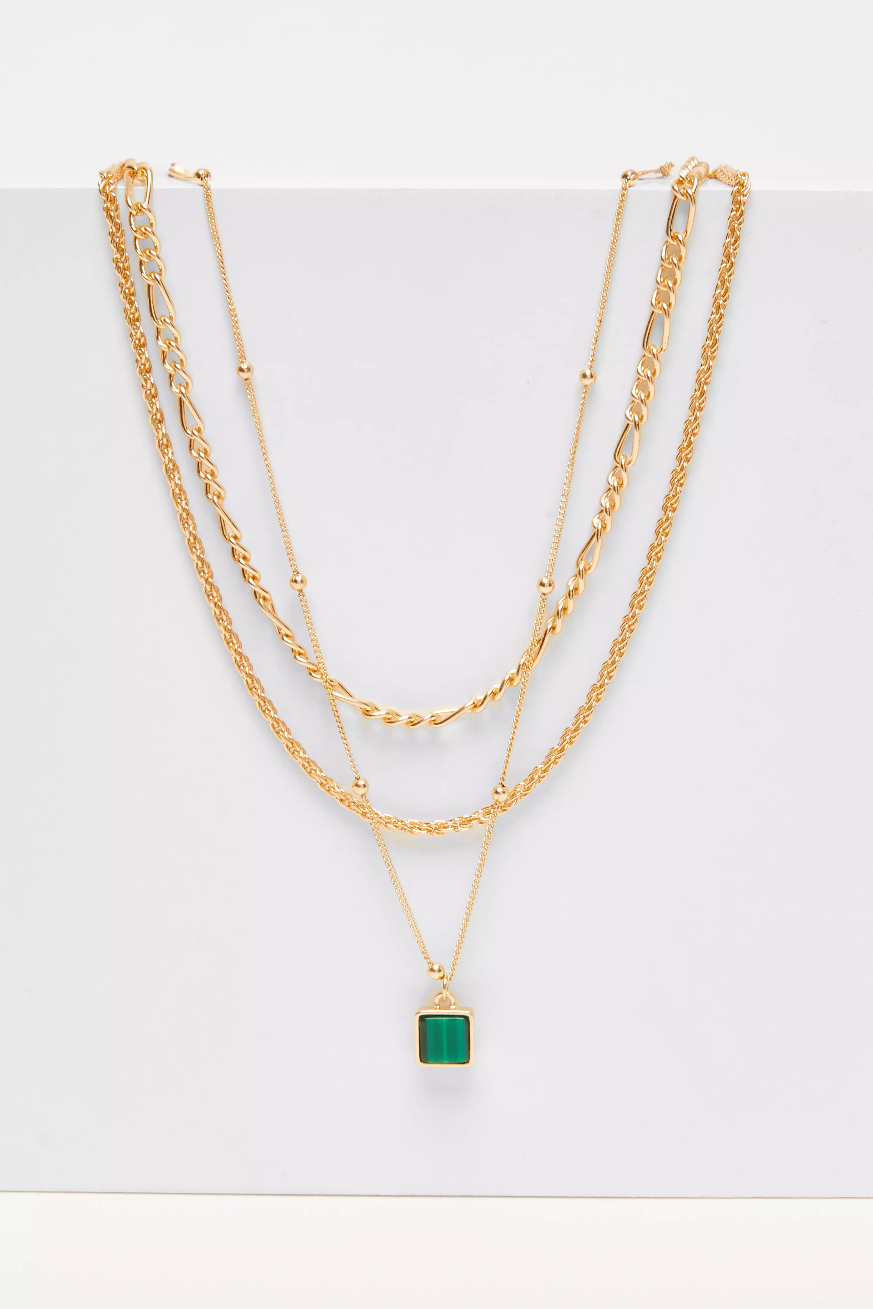 Gold Layered Square Necklace