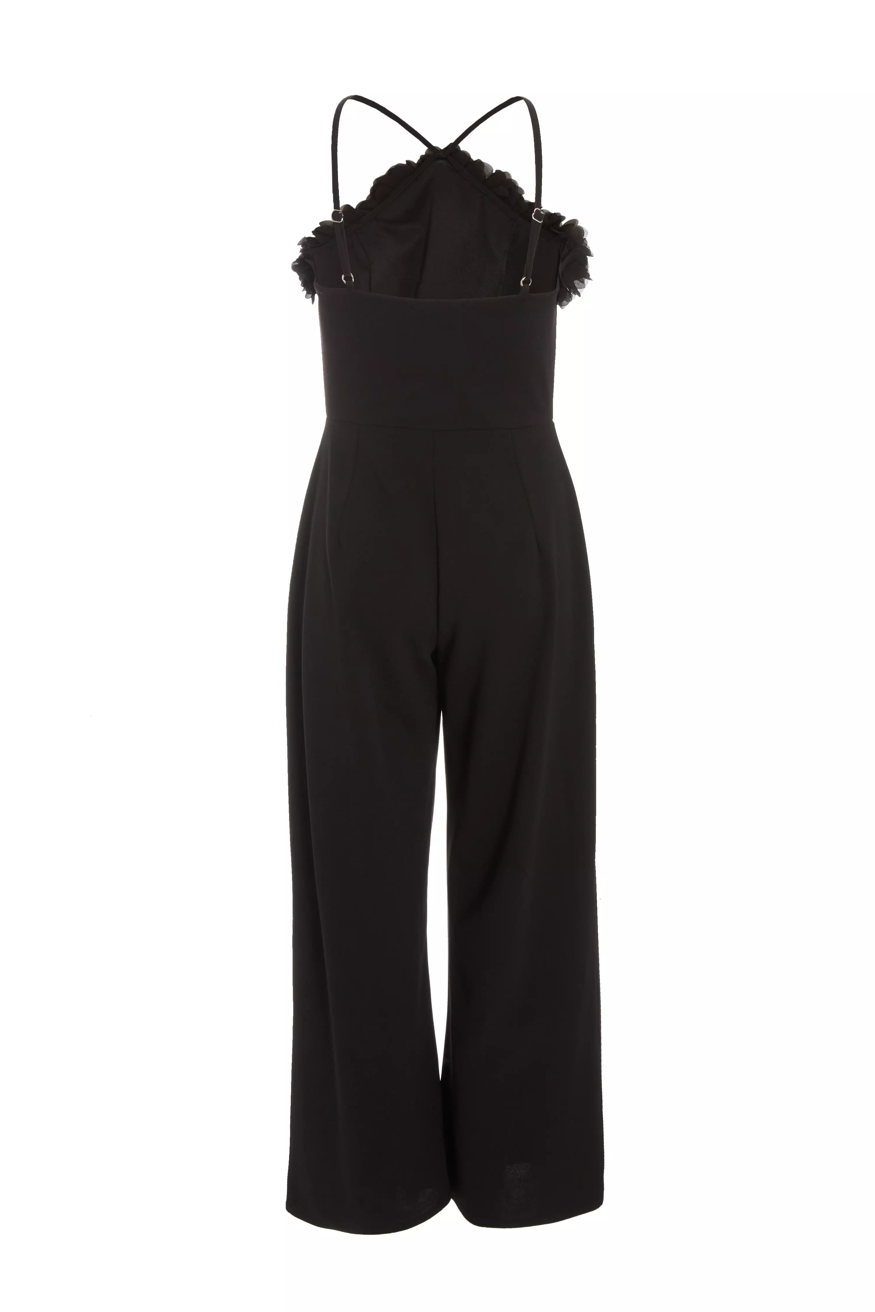 Petite Black Halter Neck Palazzo Jumpsuit