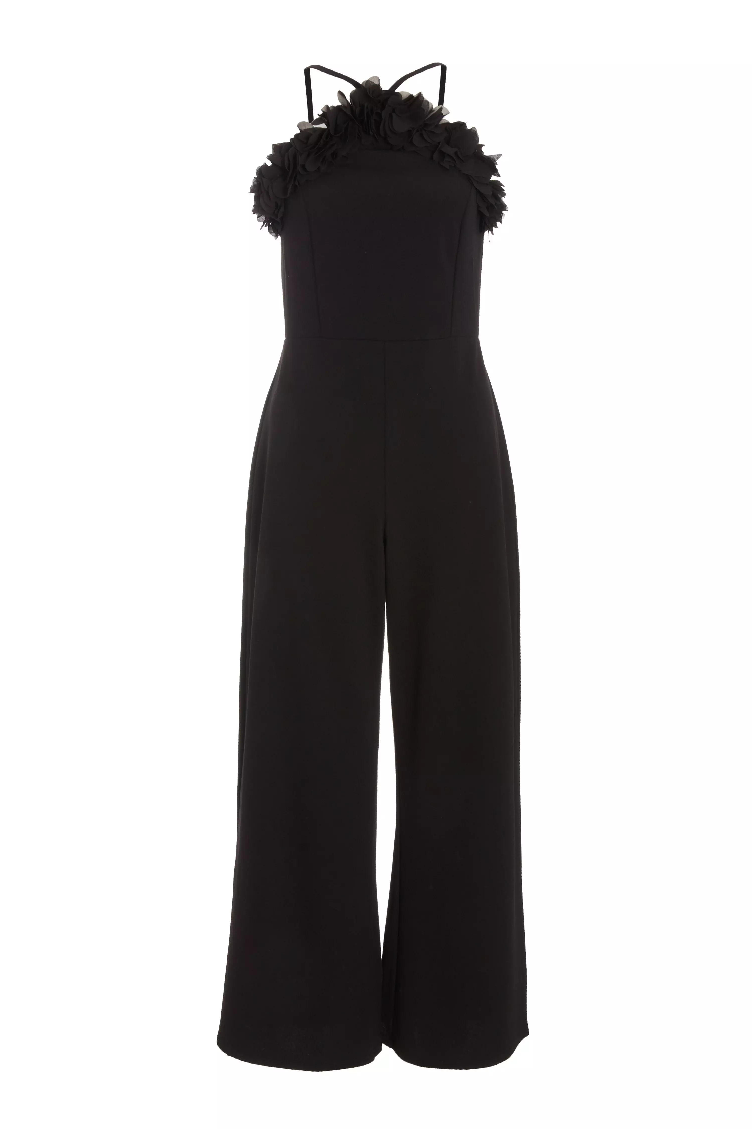 Petite Black Halter Neck Palazzo Jumpsuit