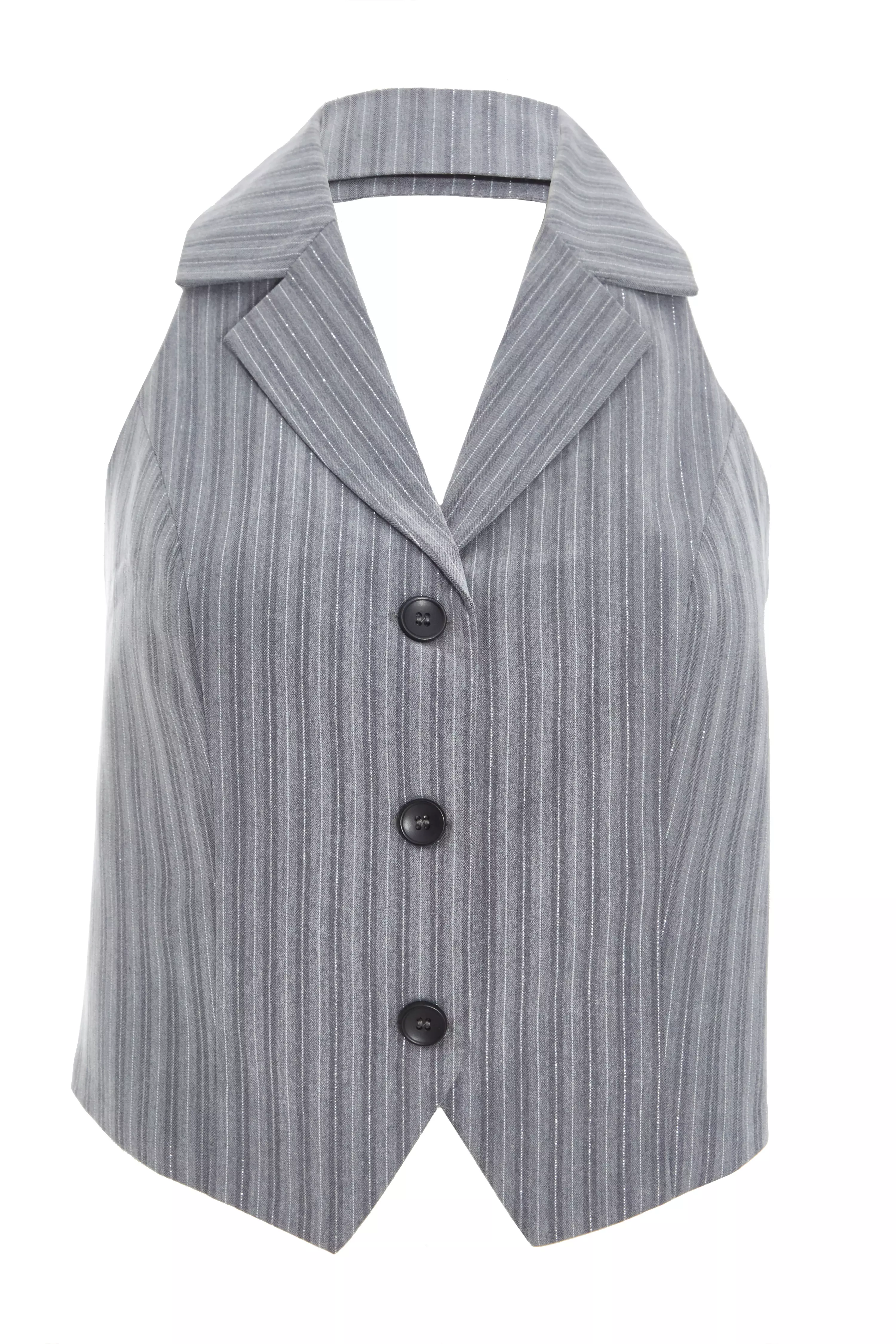 Grey Stripe Halterneck Waistcoat