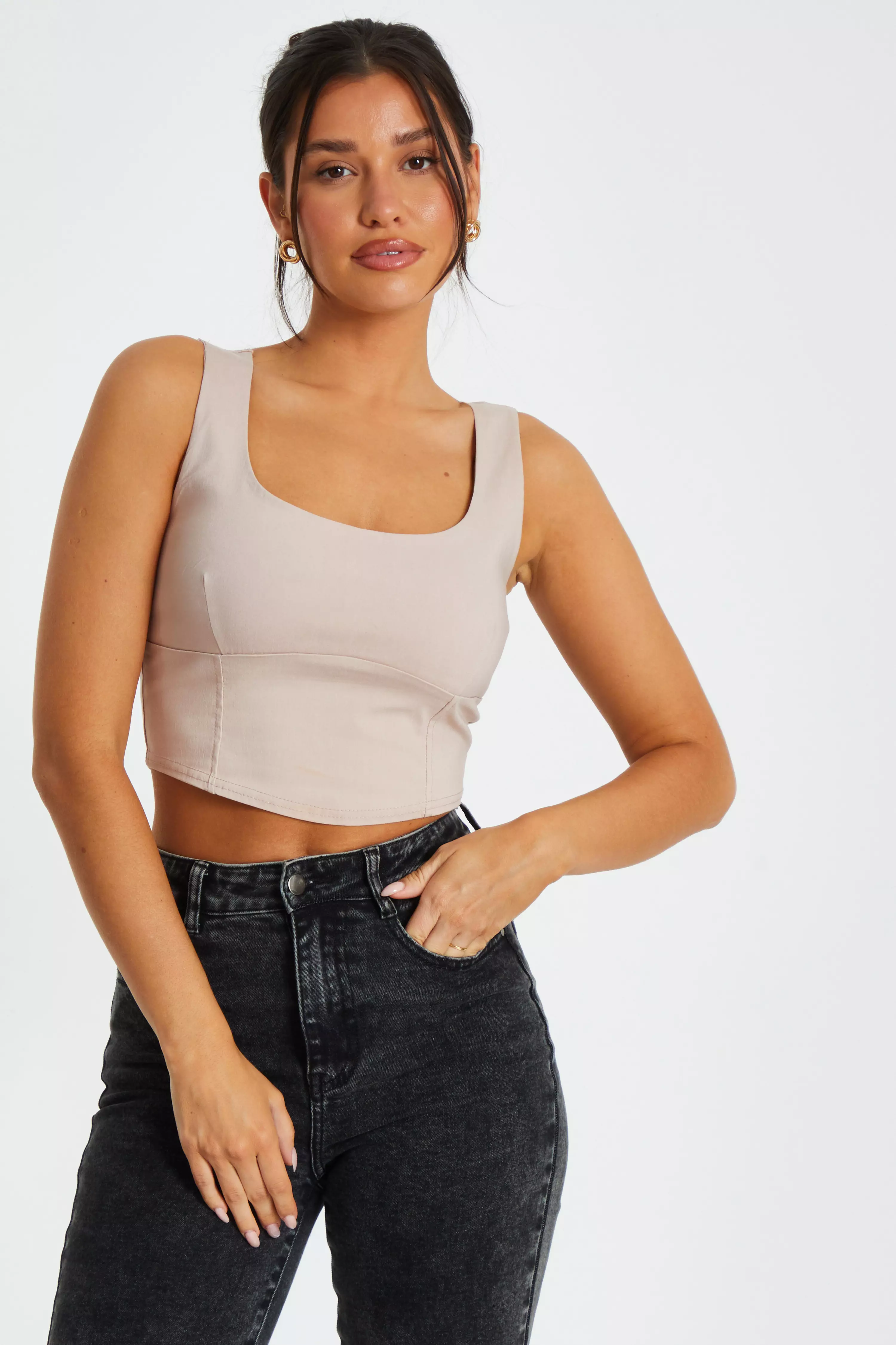 Stone Corset Detail Crop Top