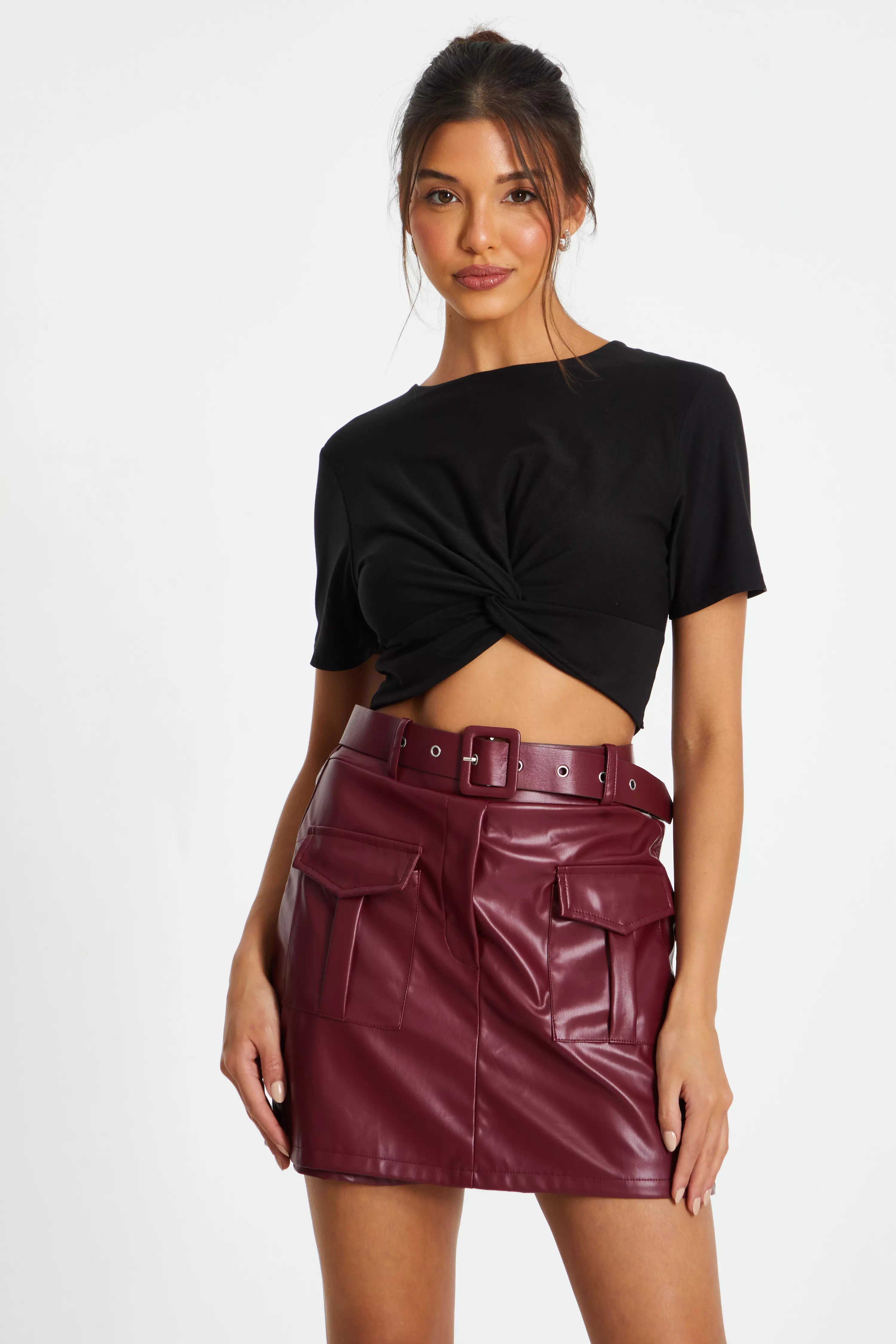 Black Cross Front Crop Top