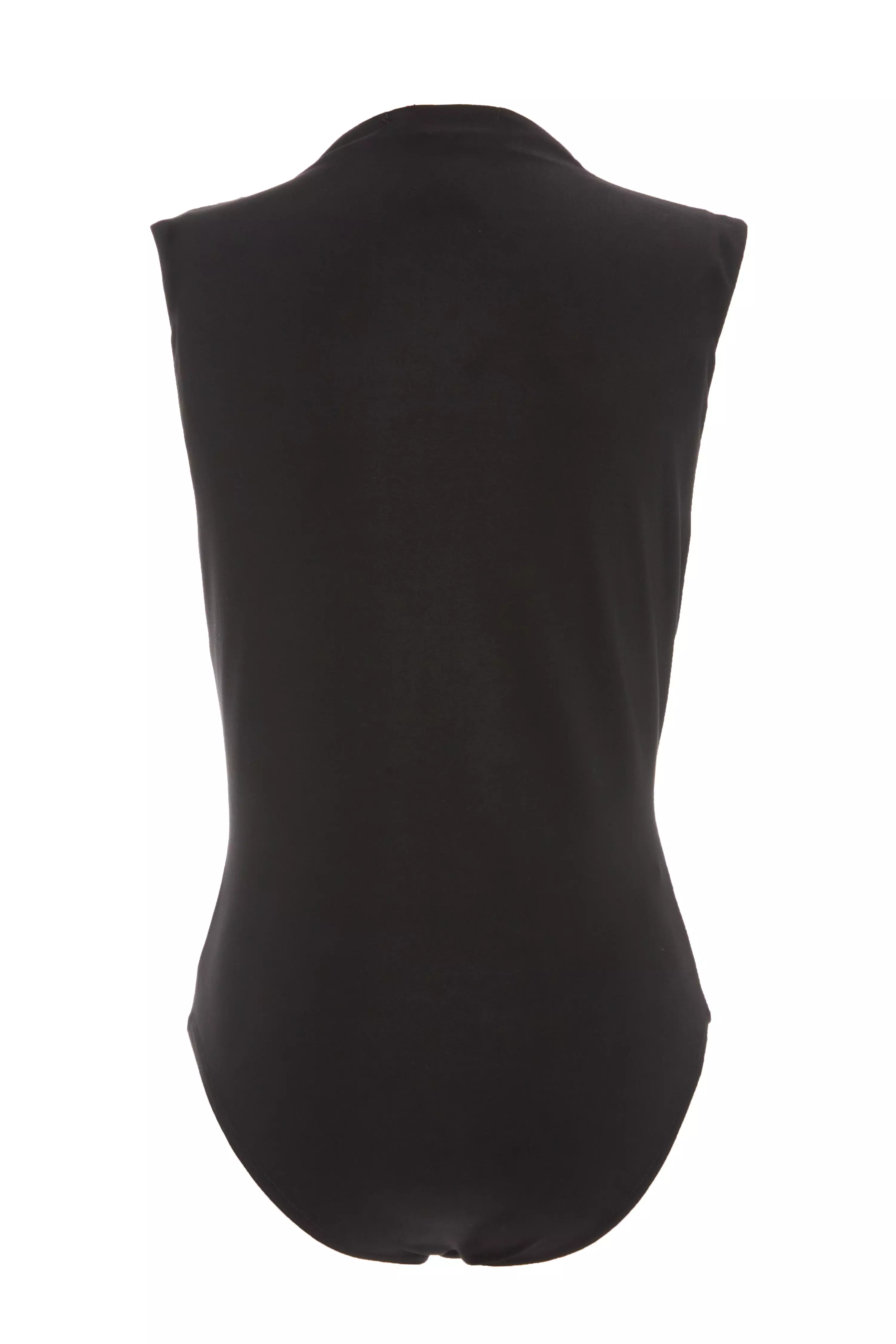 Black Ruched Sleeveless Bodysuit