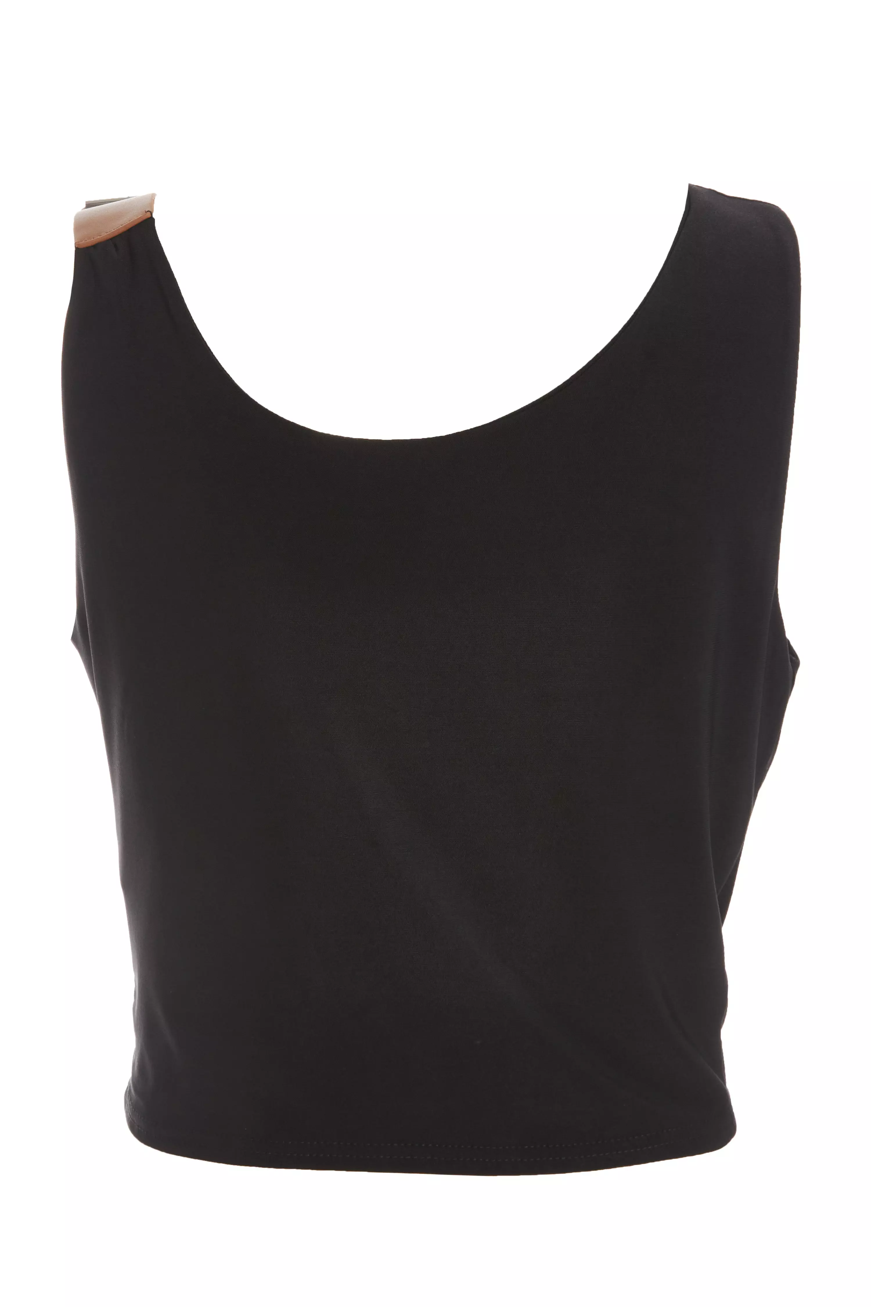 Black Buckle Detail Crop Top