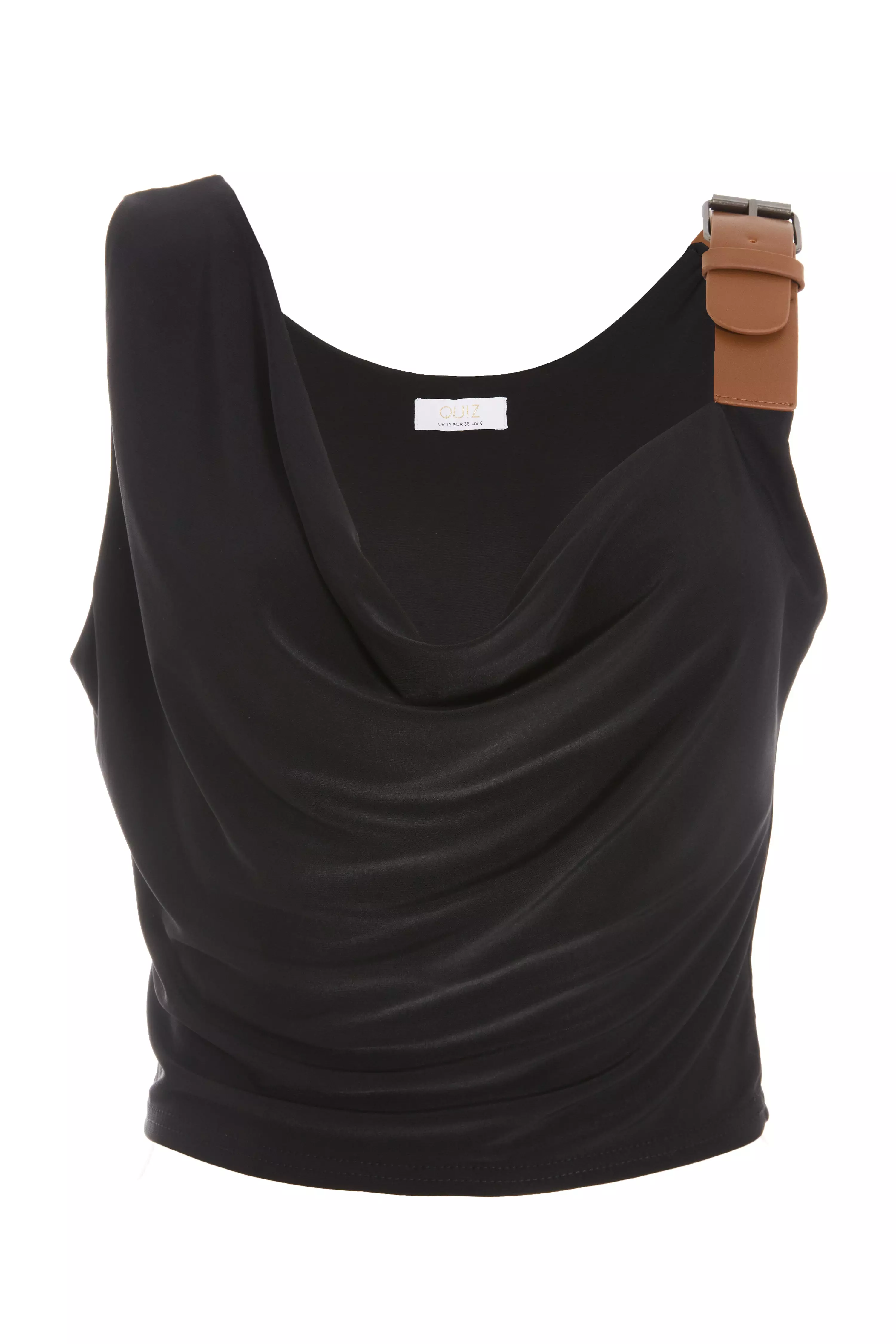 Black Buckle Detail Crop Top