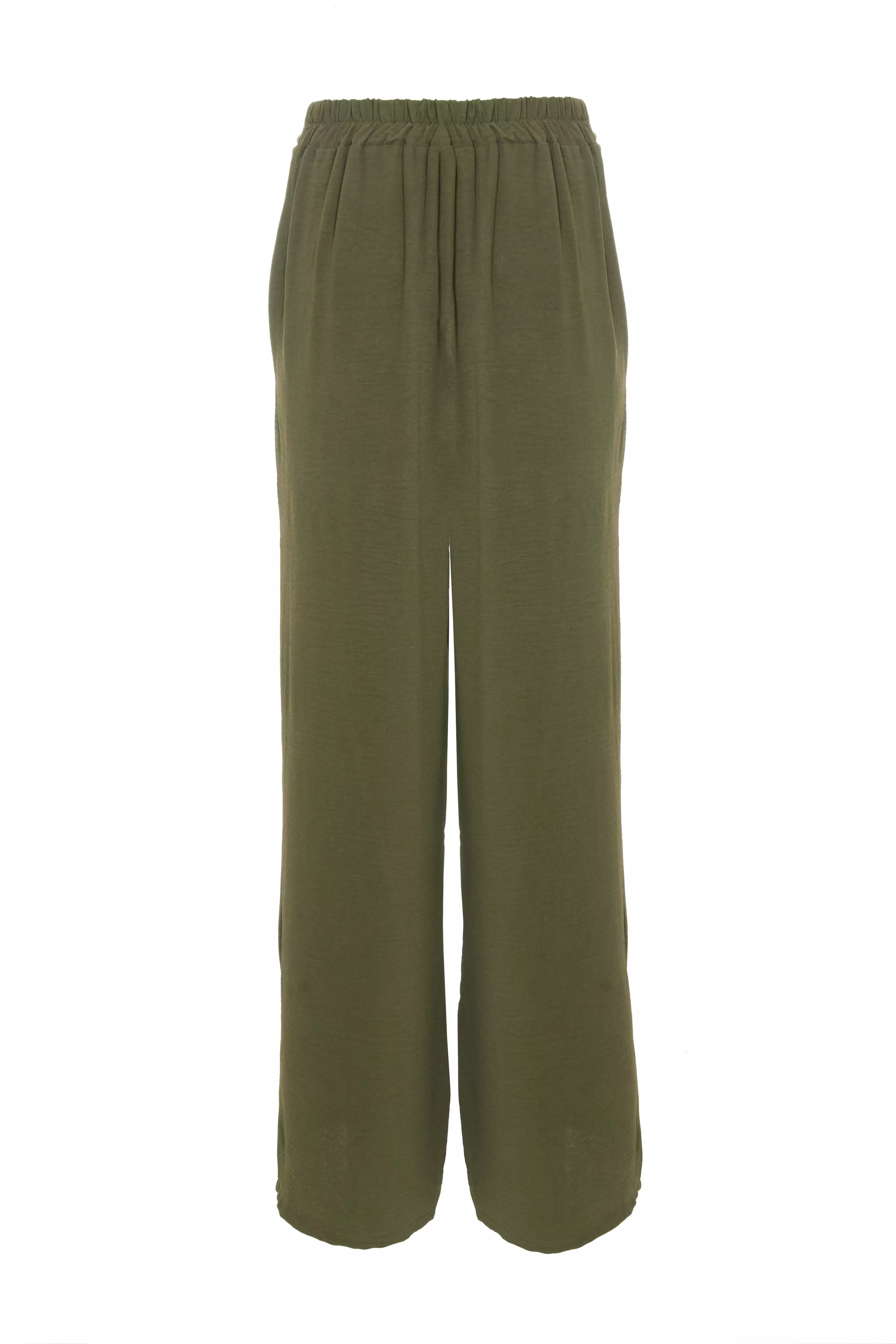 Khaki Wide Leg Trousers