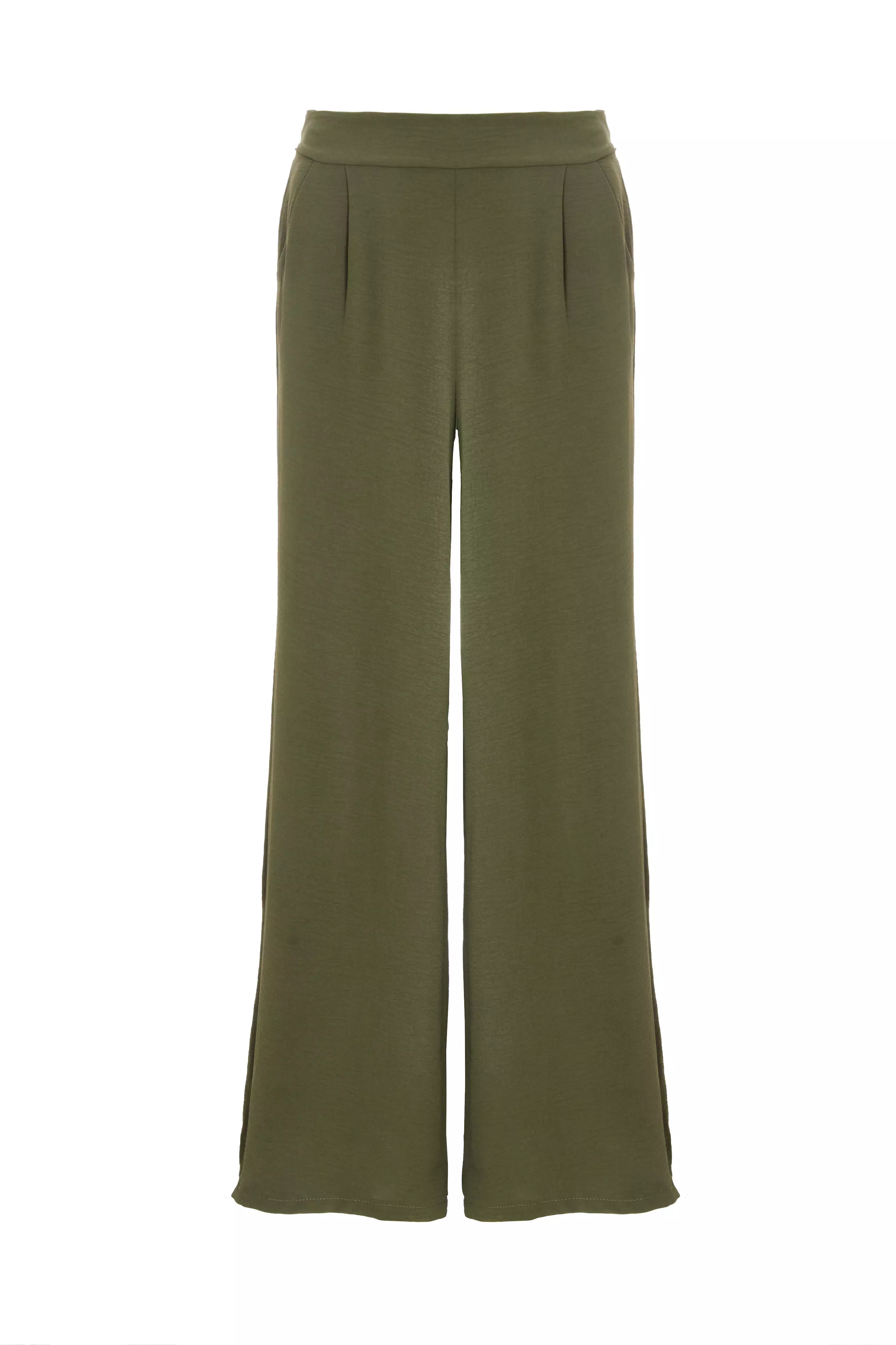 Khaki Wide Leg Trousers