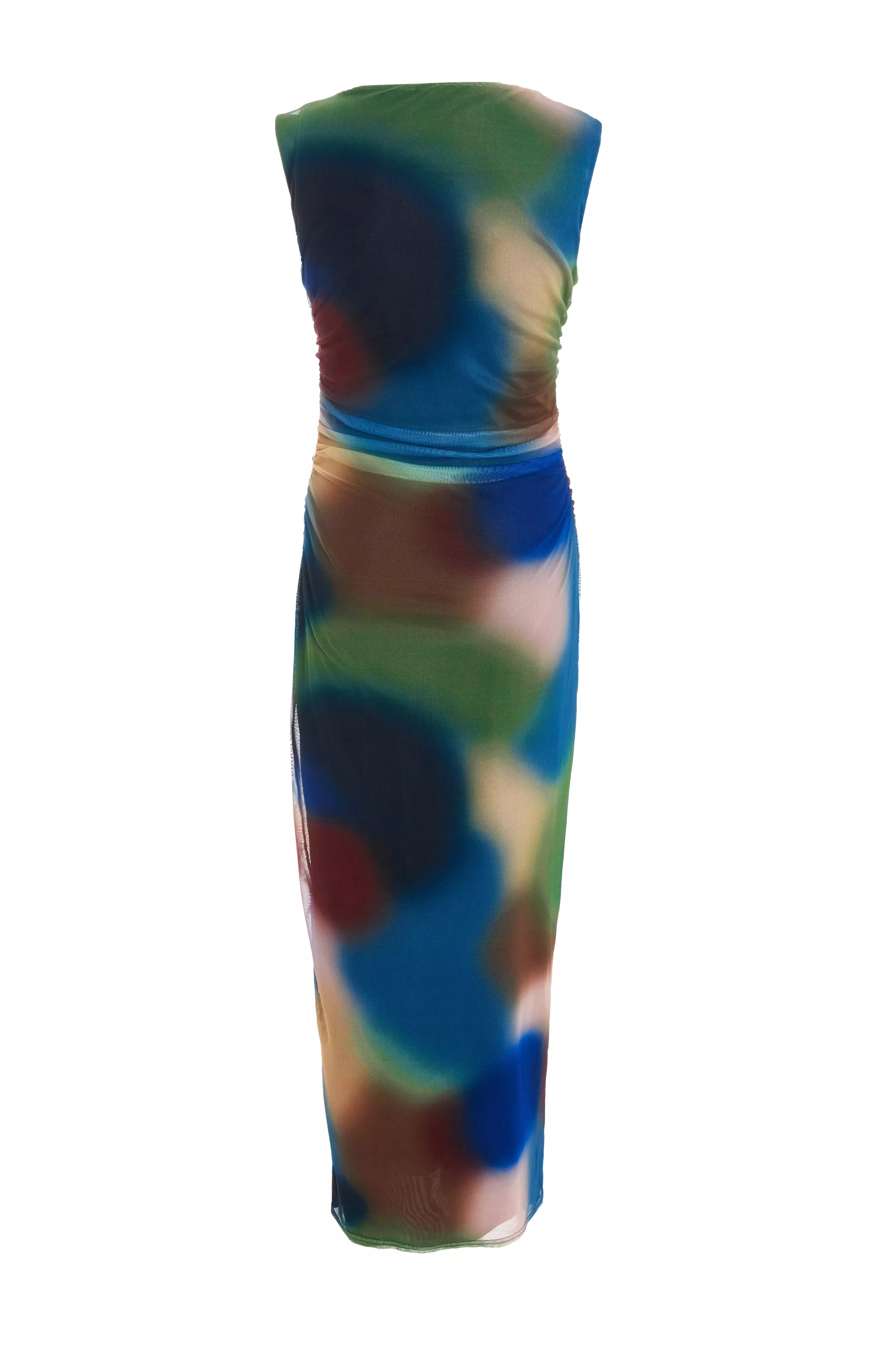 Multicoloured Brushstroke Print Sleeveless Midaxi Dress