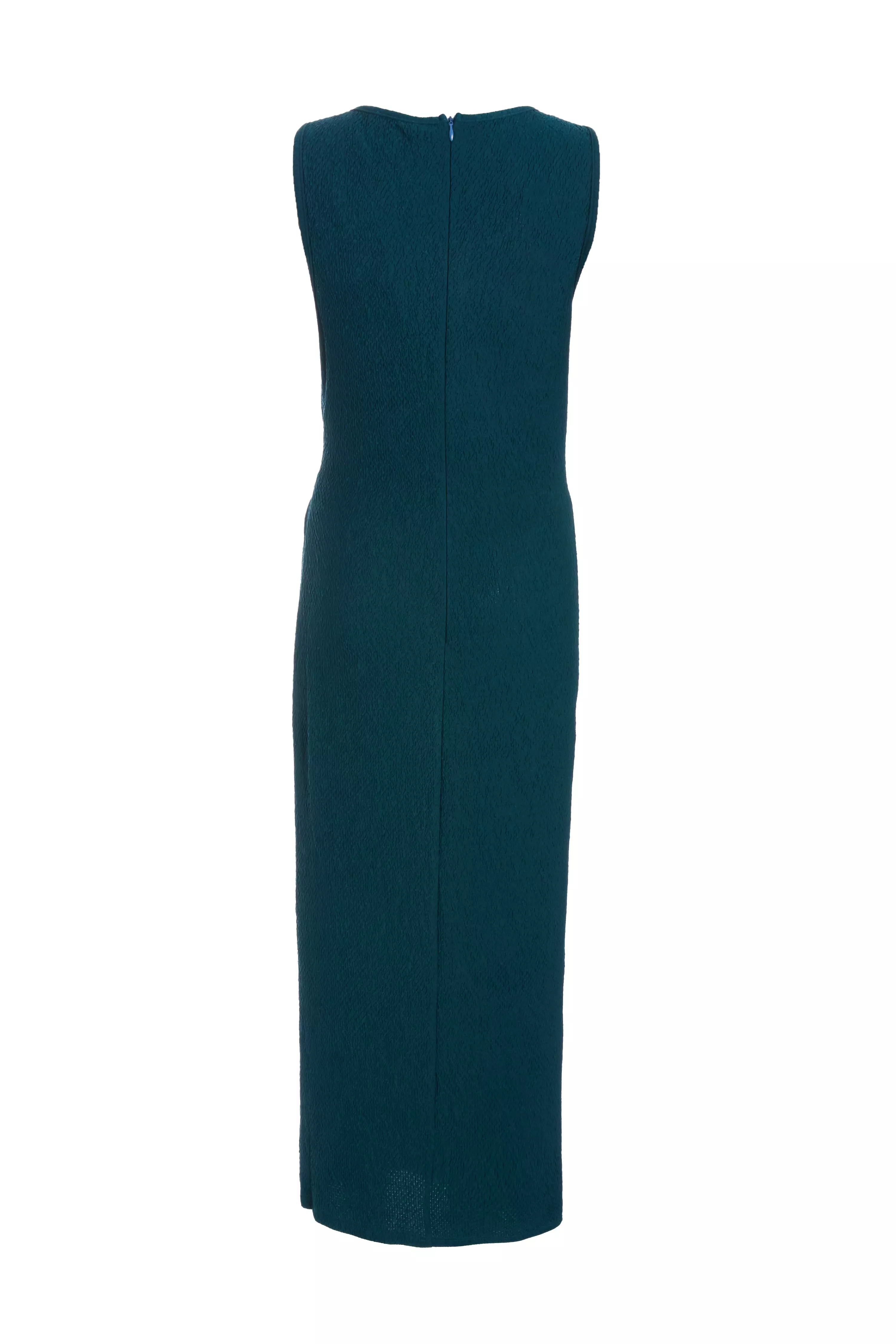 Teal Sleeveless Ruched Midaxi Dress