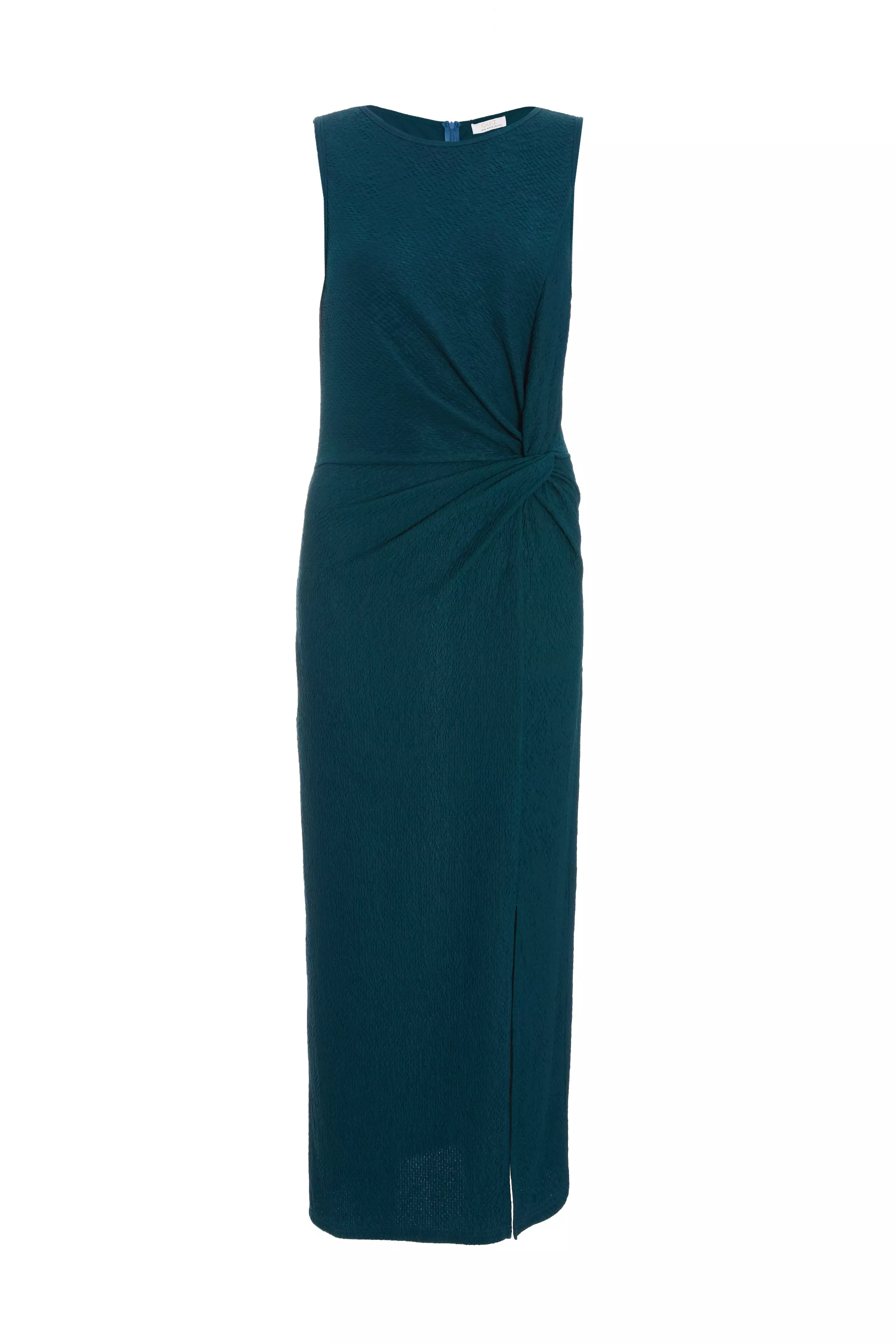 Teal Sleeveless Ruched Midaxi Dress