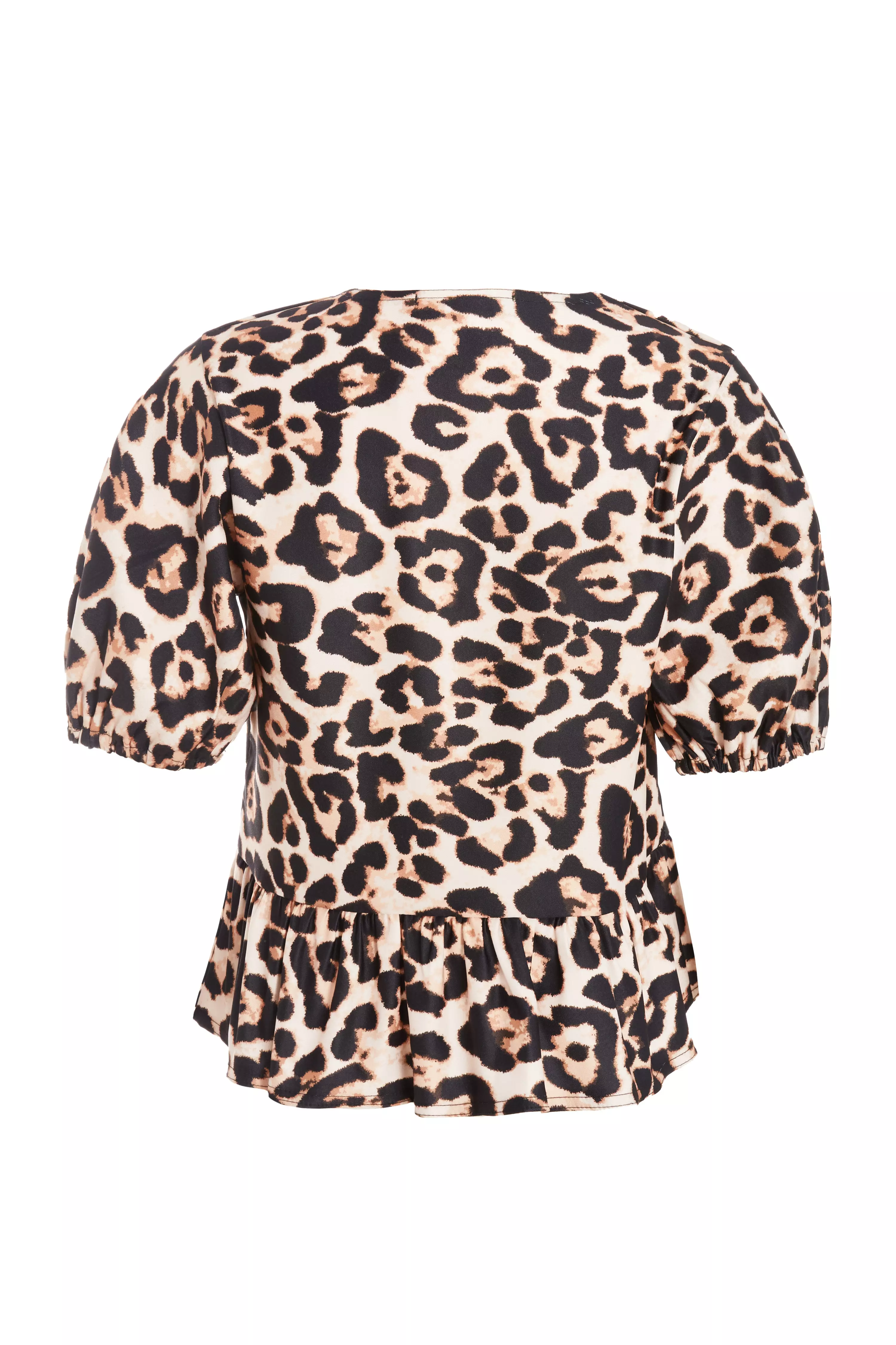 Brown Leopard Print Tie Top