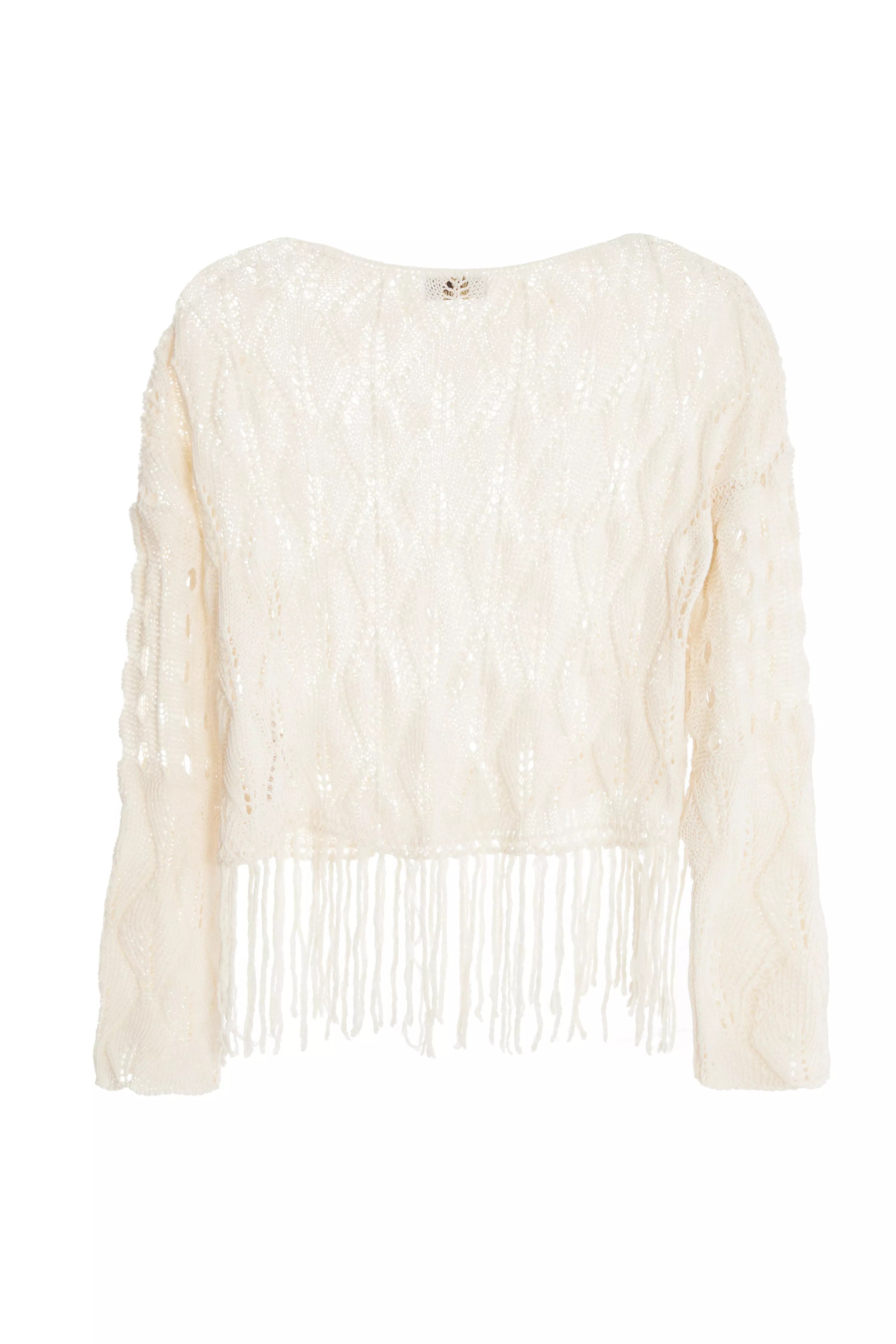 Cream Knitted Fringe Hem Jumper