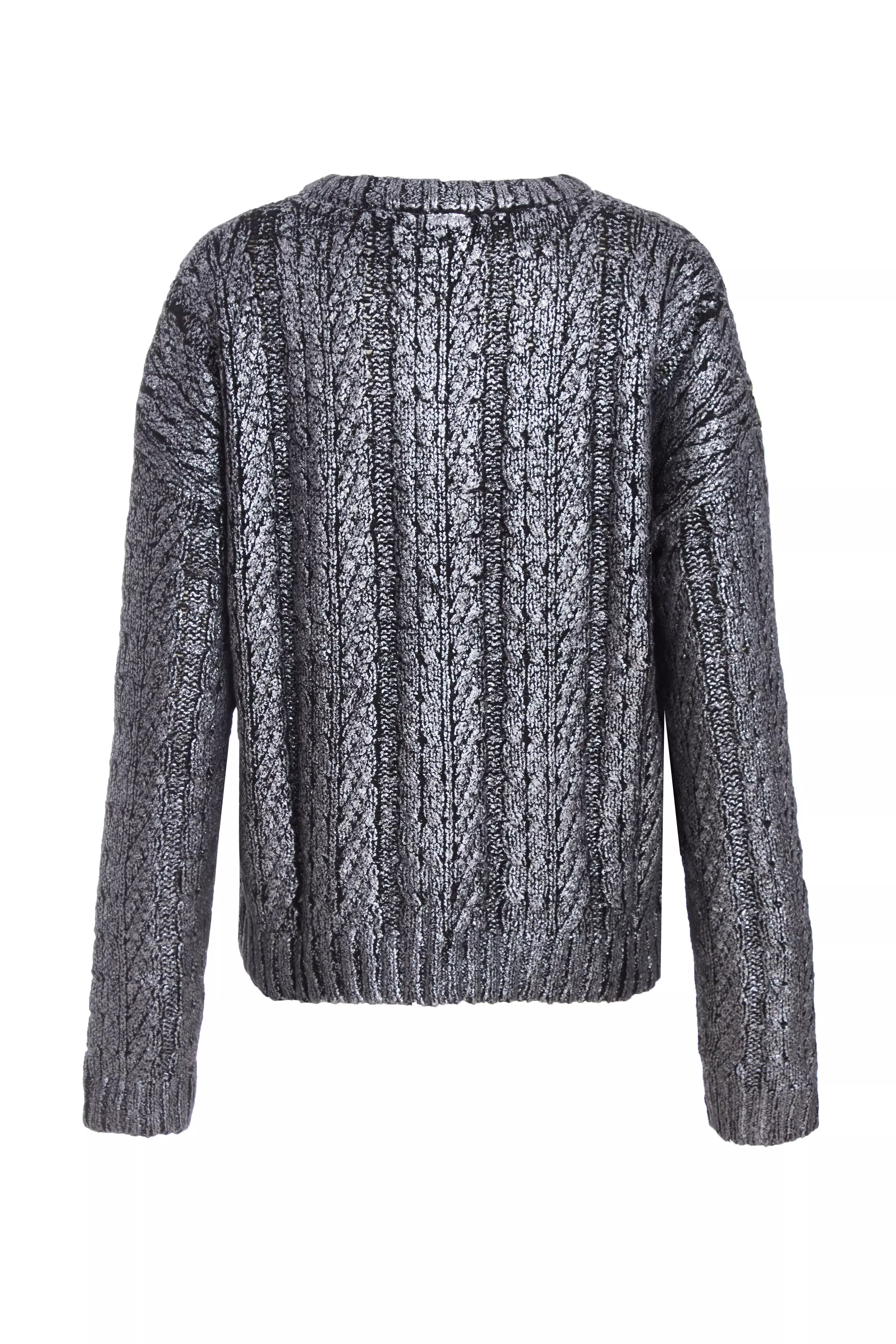 Black Metallic Cable Knit Jumper