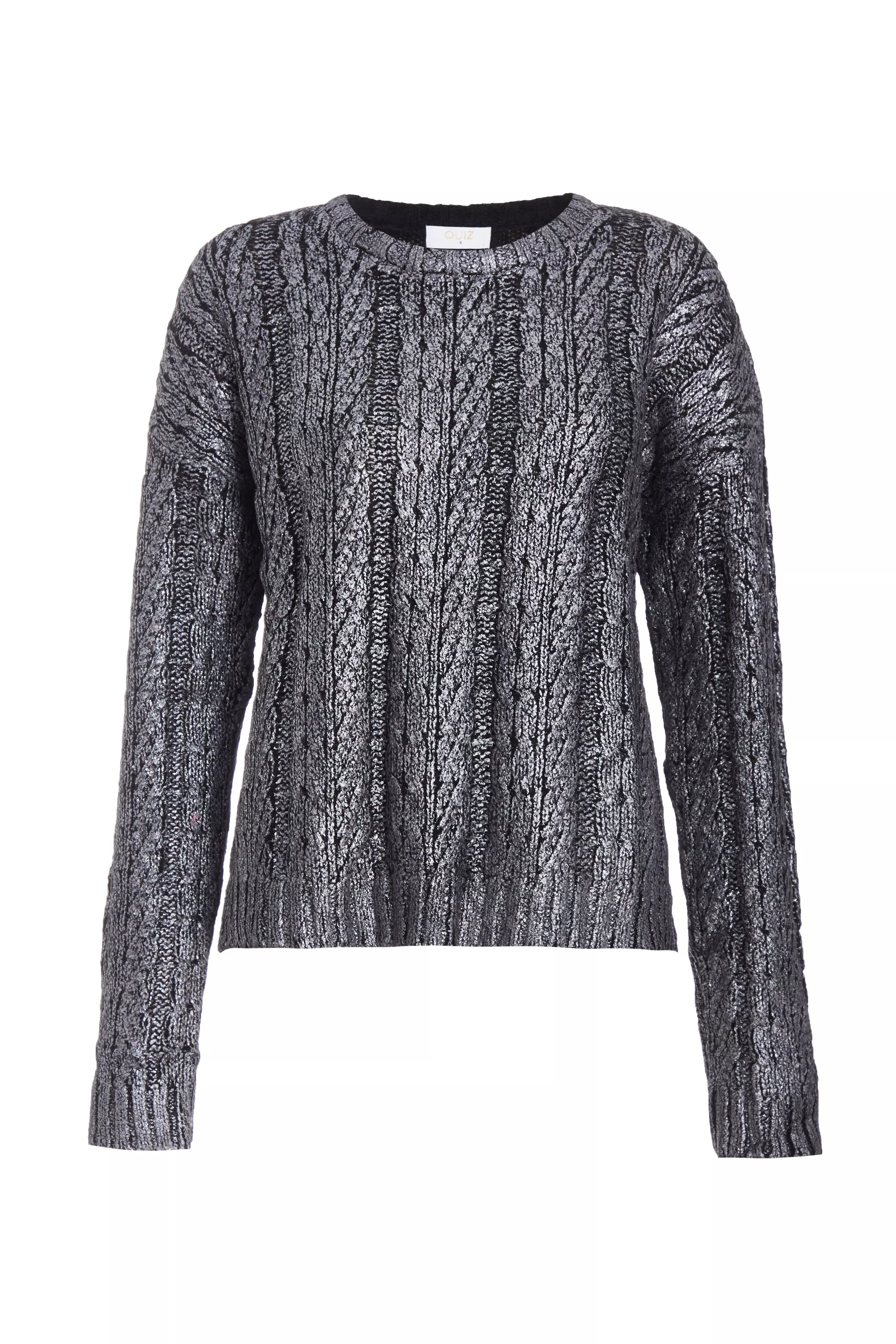 Black Metallic Cable Knit Jumper