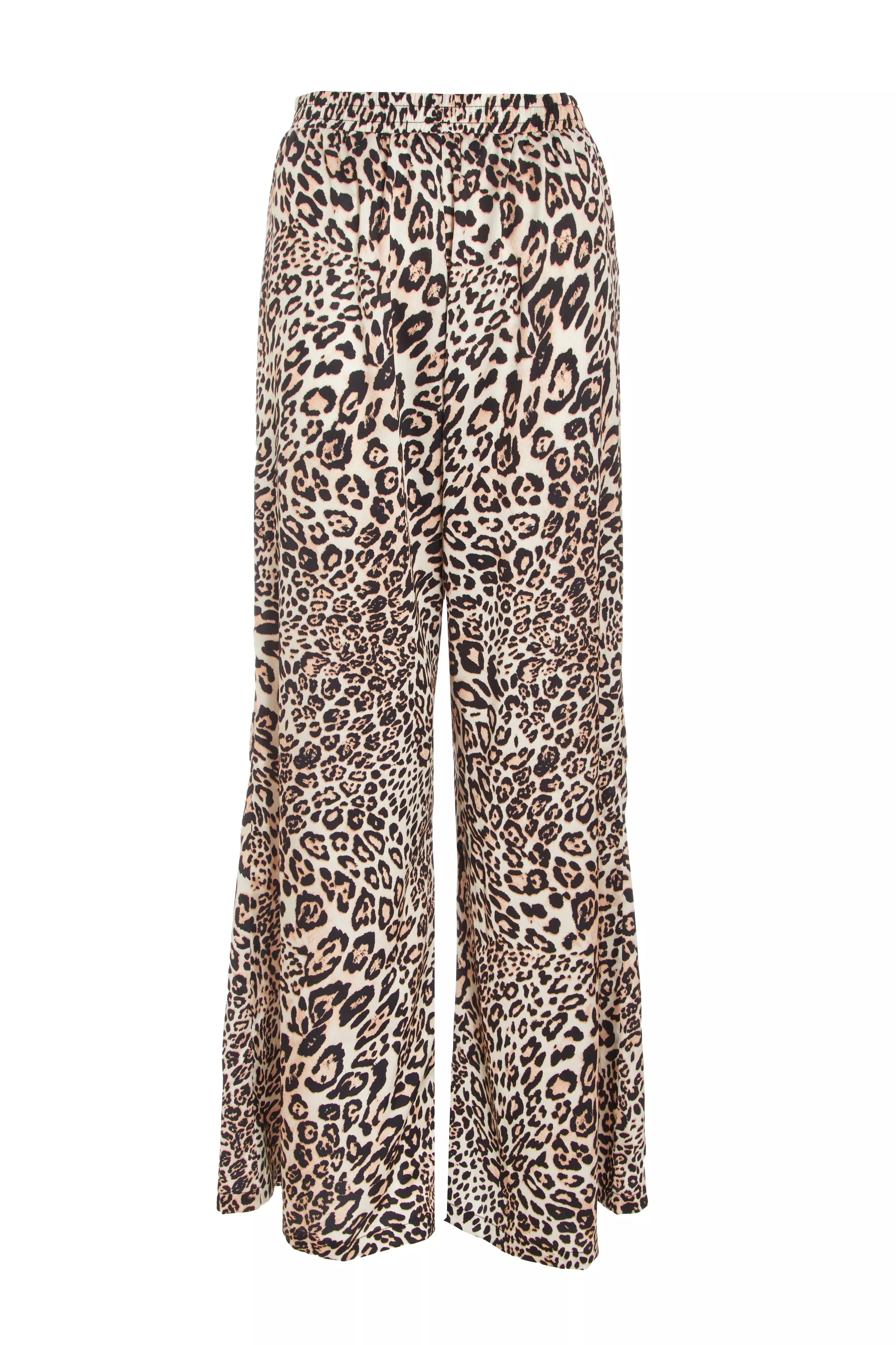 Stone Leopard Print Woven Trousers