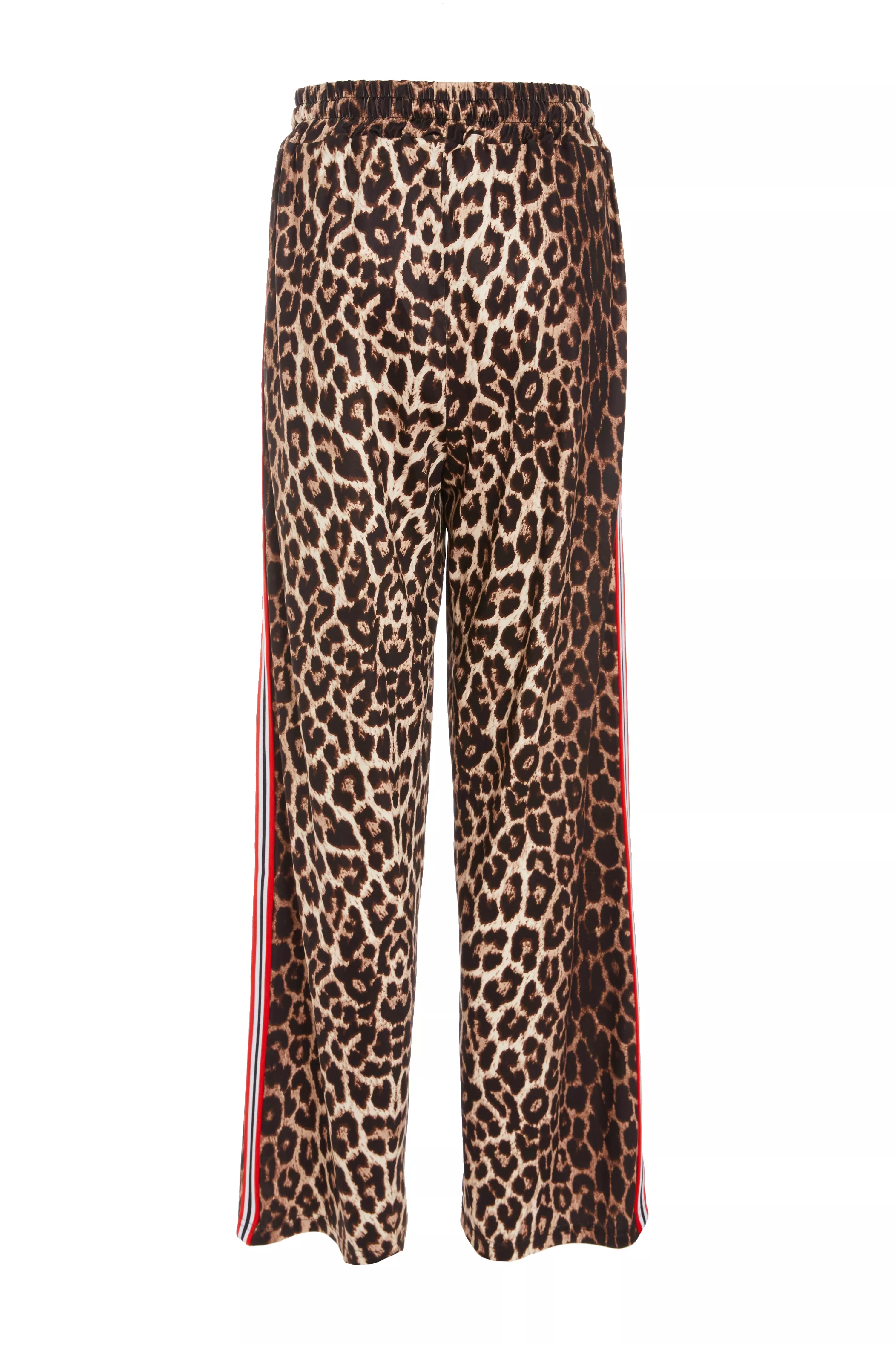 Stone Animal Print Wide Leg Joggers