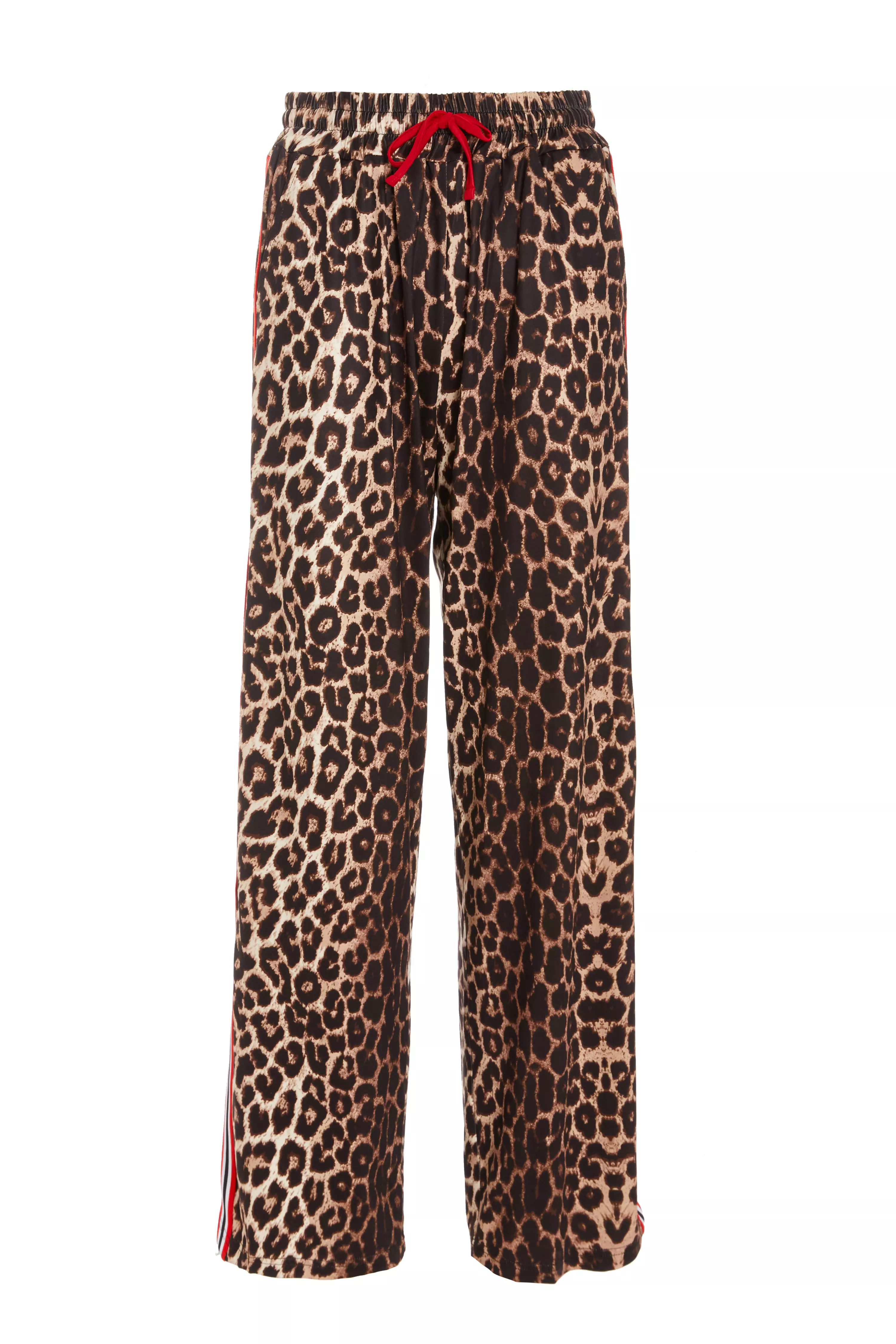 Stone Animal Print Wide Leg Joggers