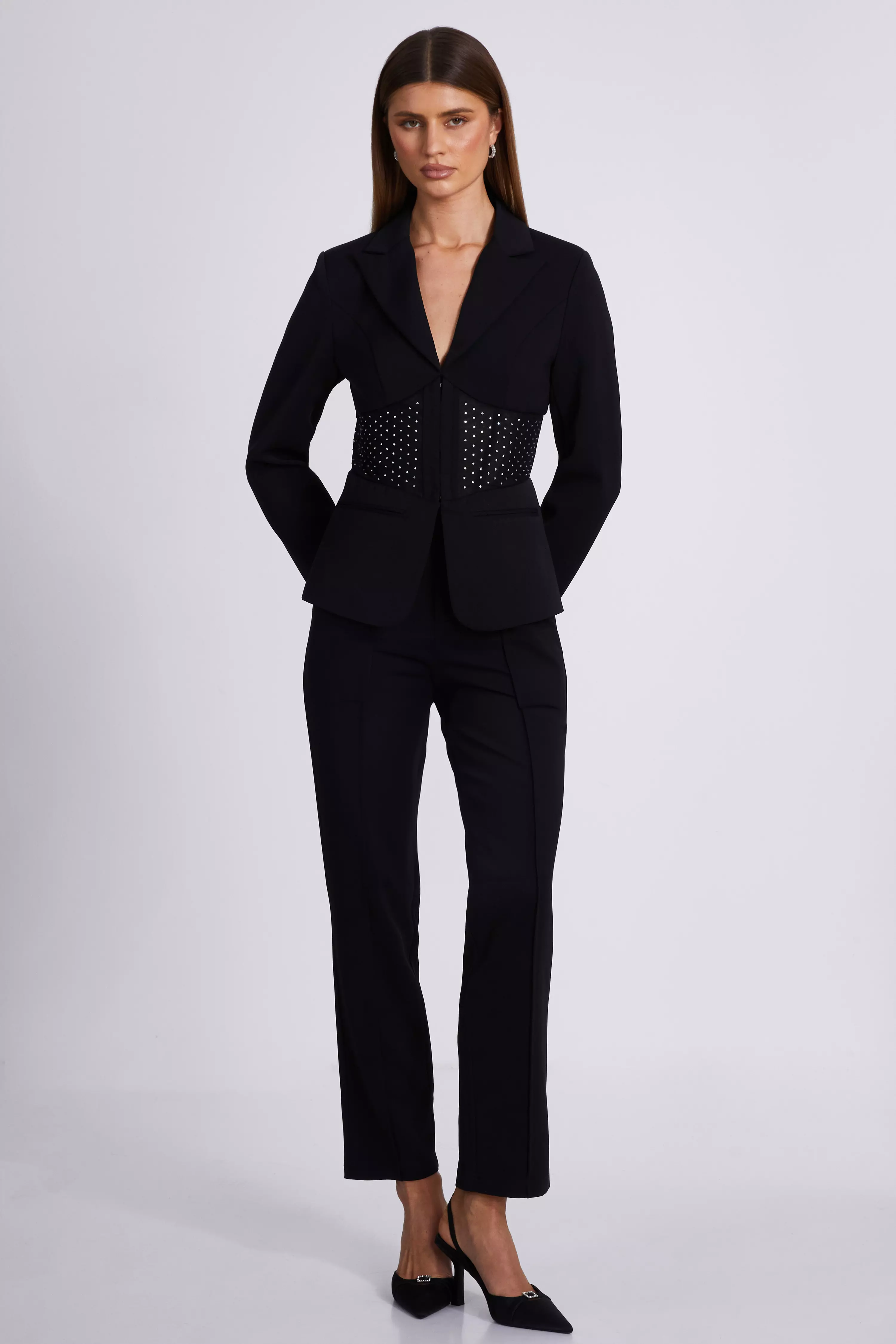 Black Diamante Corset Blazer