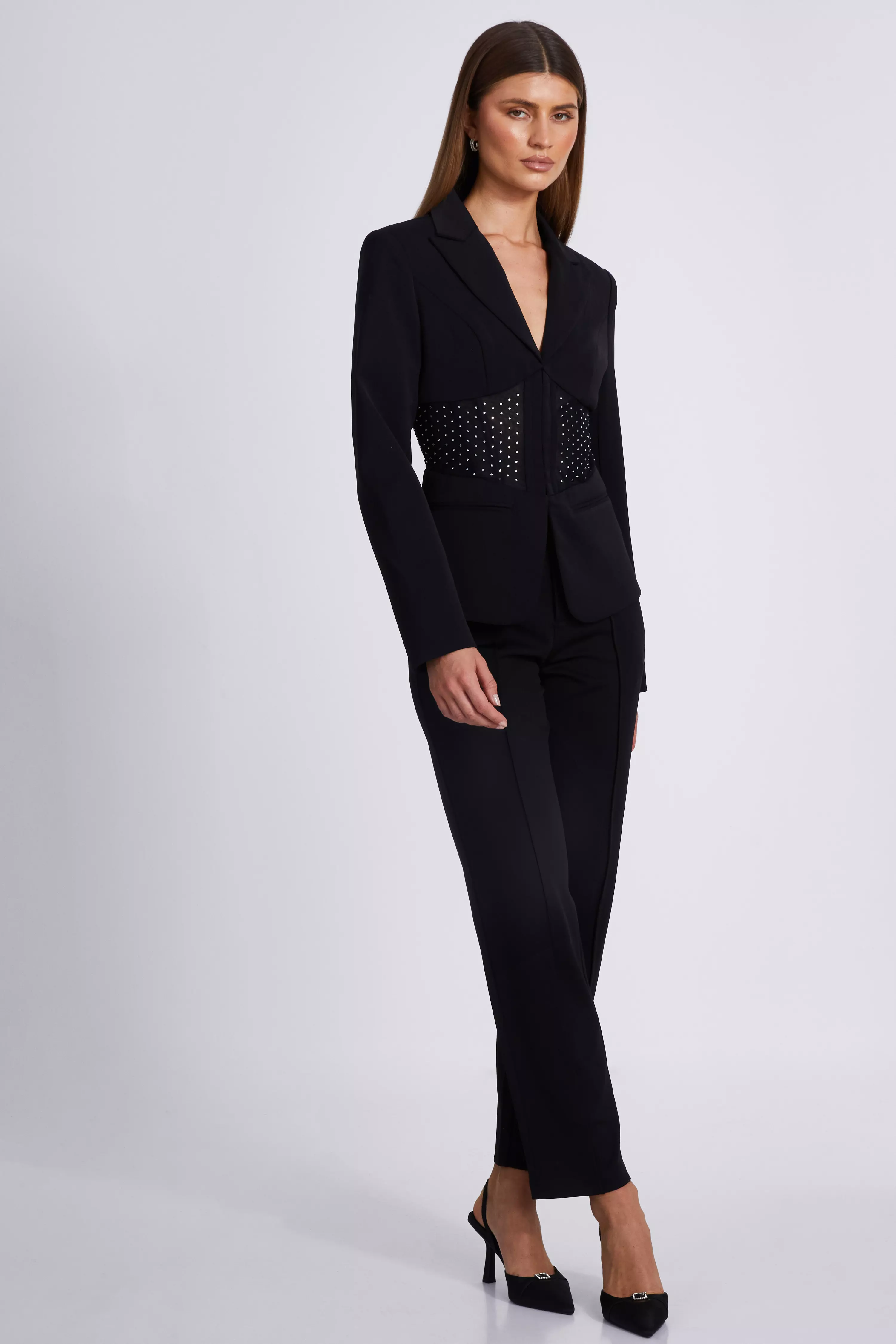 Black Diamante Corset Blazer