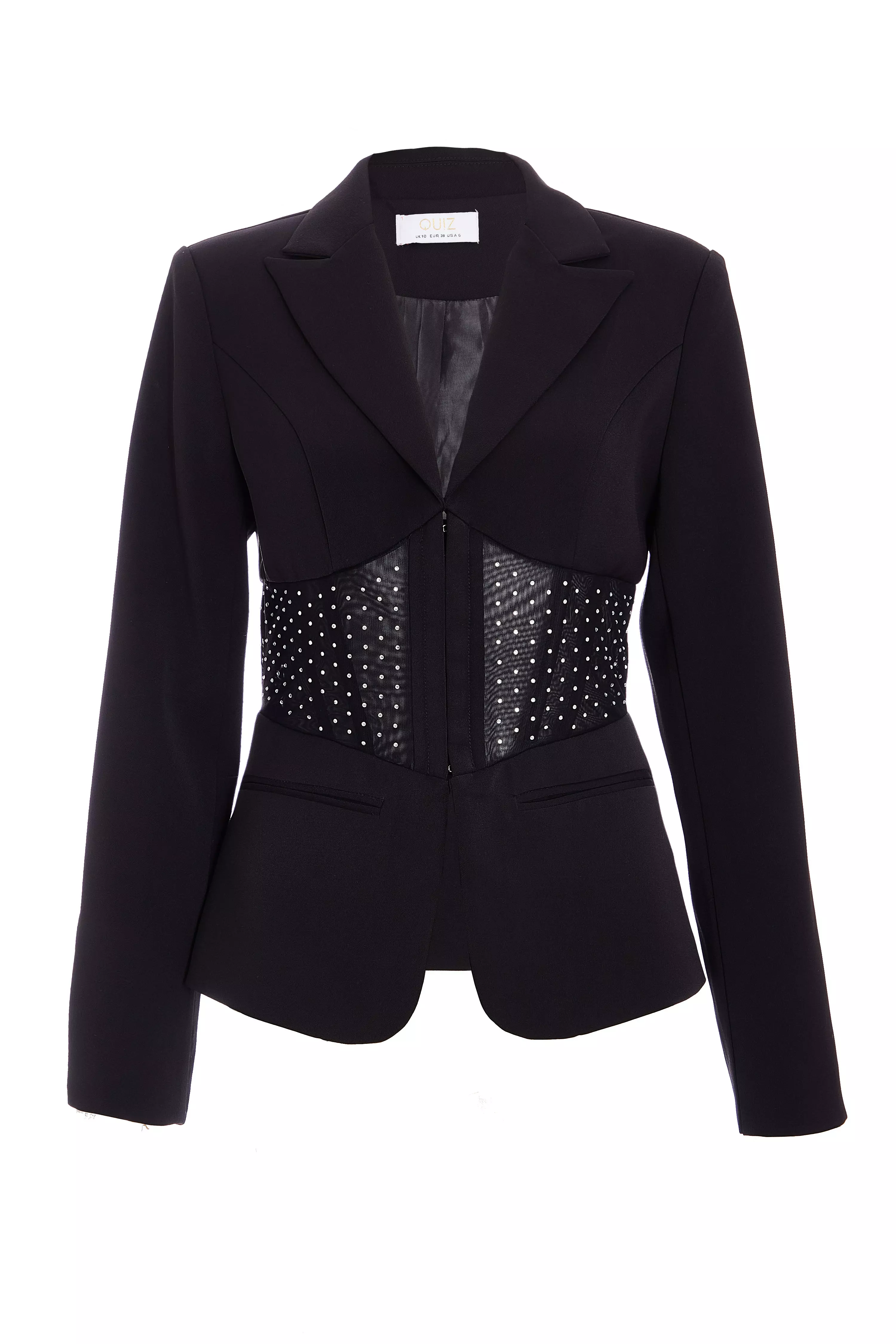 Black Diamante Corset Blazer