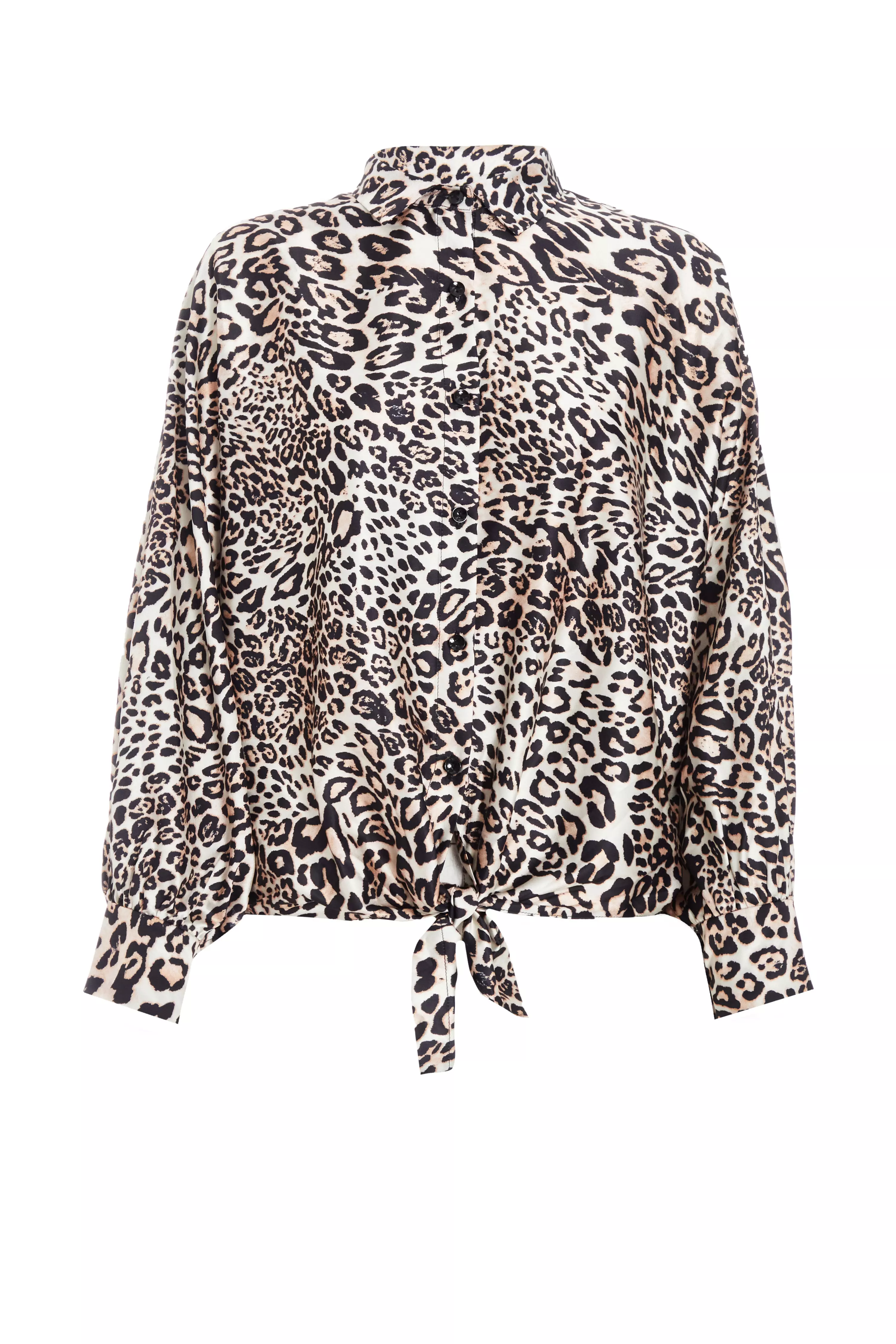 Stone Leopard Print Tie Top