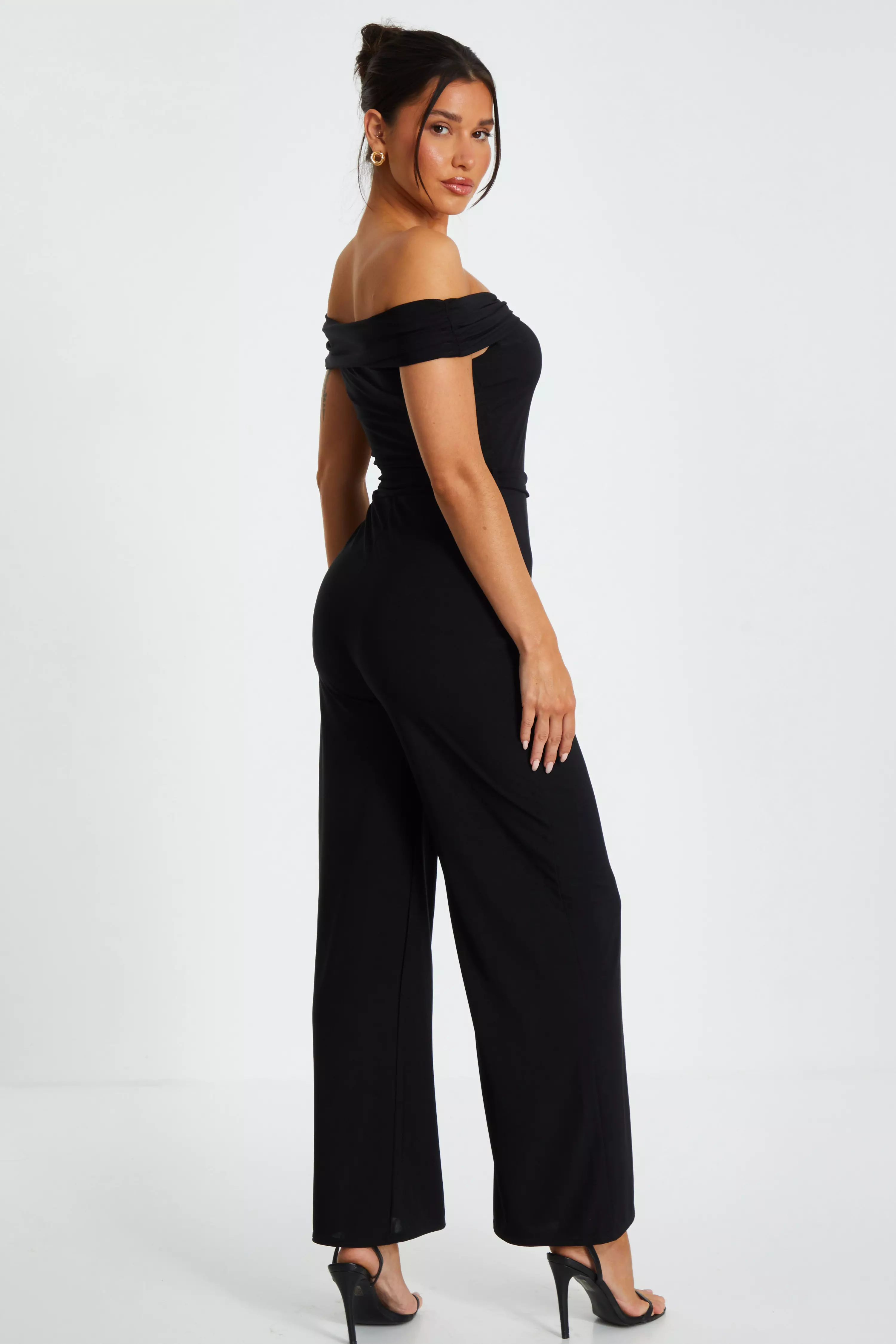 Black Bardot Palazzo Jumpsuit