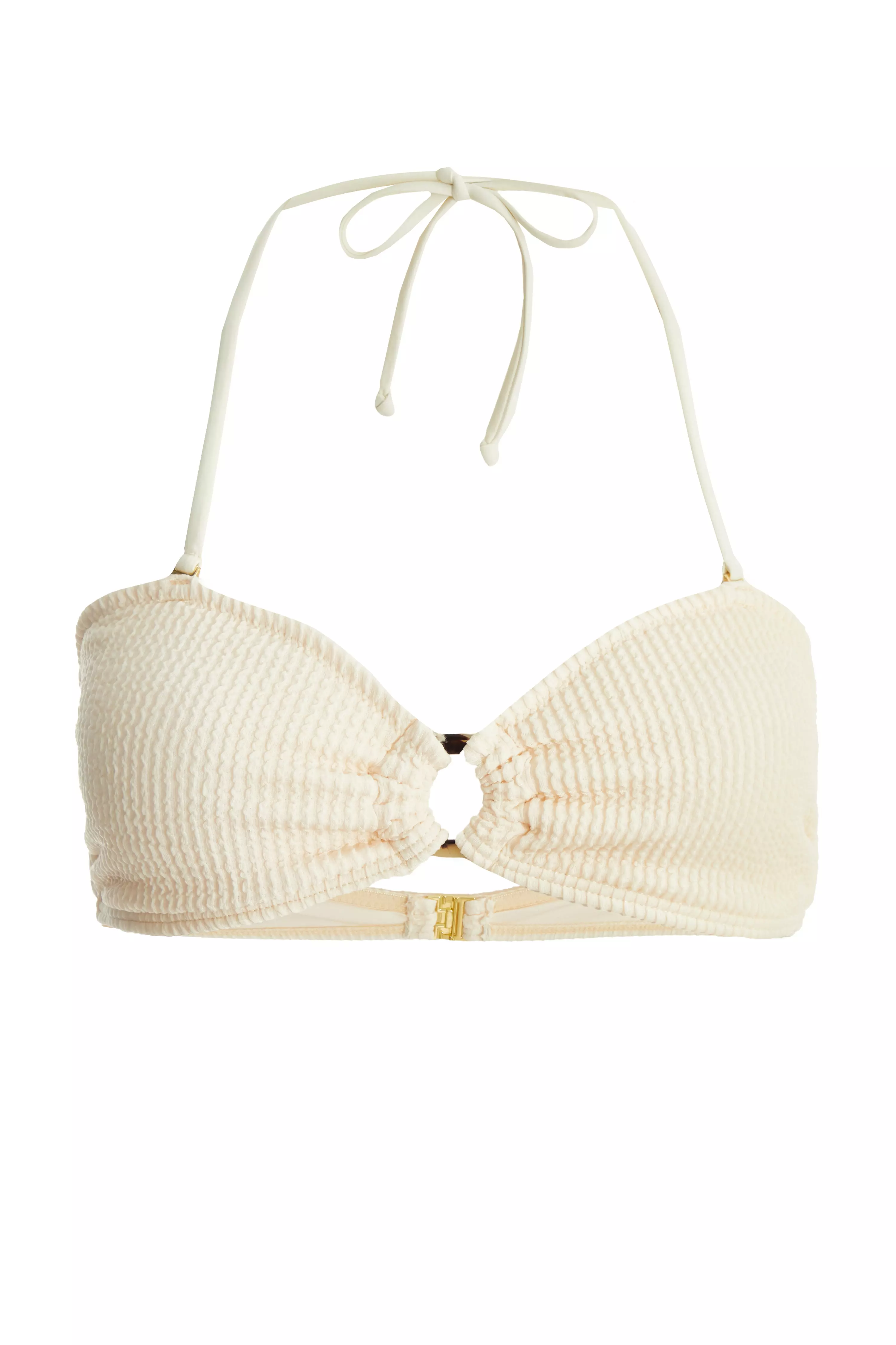 Cream Crinkle Ring Bikini Top