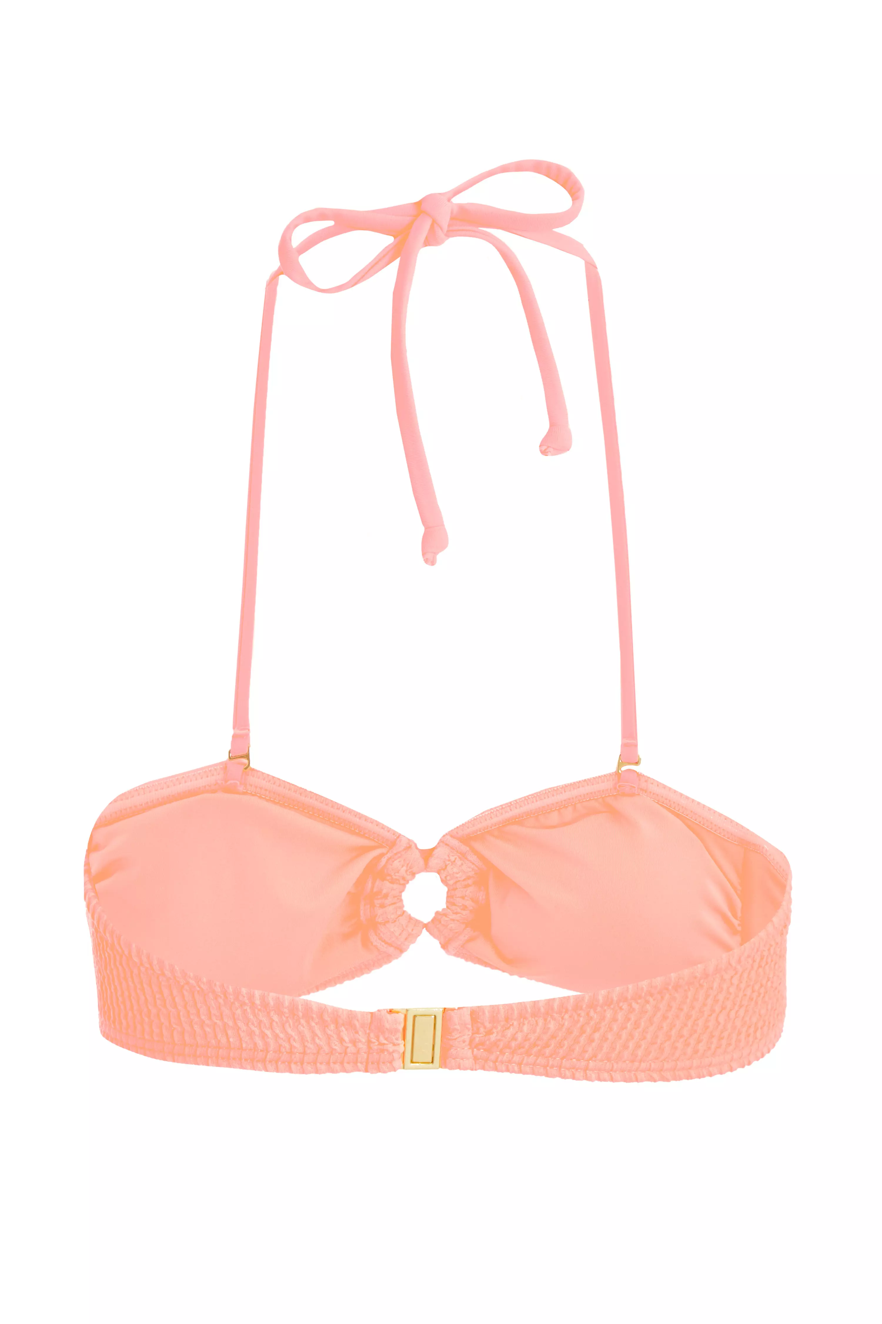 Coral Crinkle Ring Bikini Top