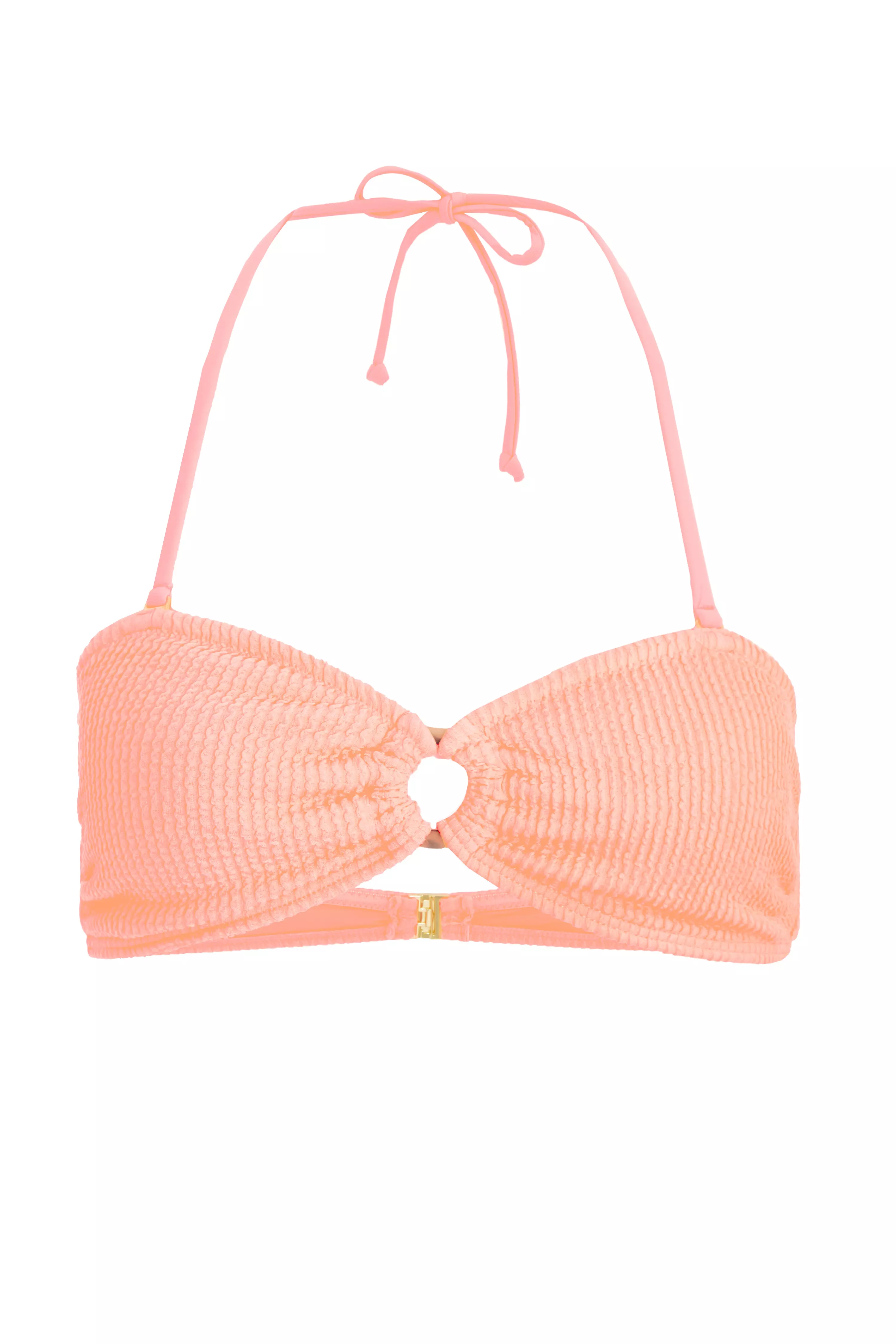 Coral Crinkle Ring Bikini Top