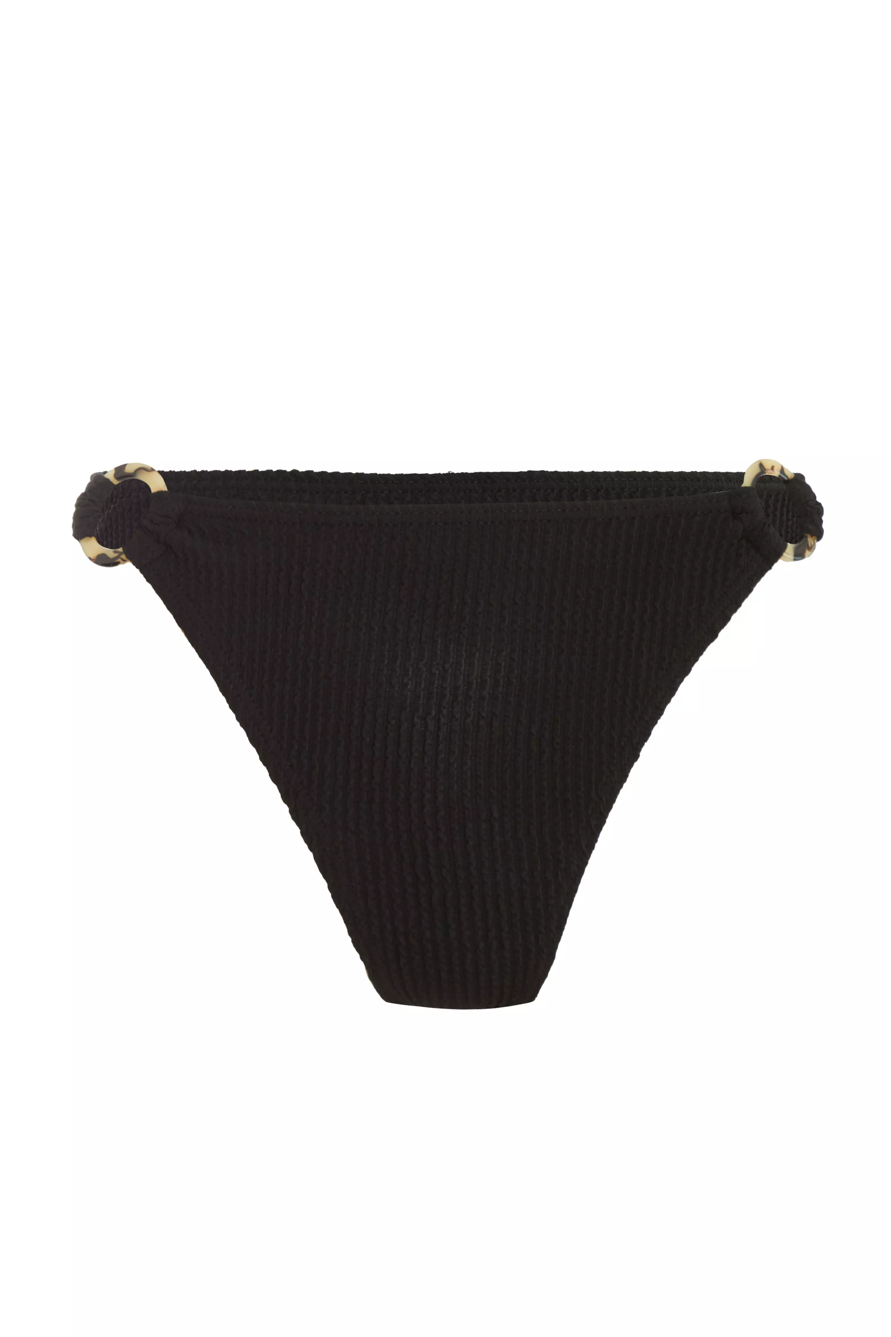 Black Crinkle Ring Bikini Bottoms