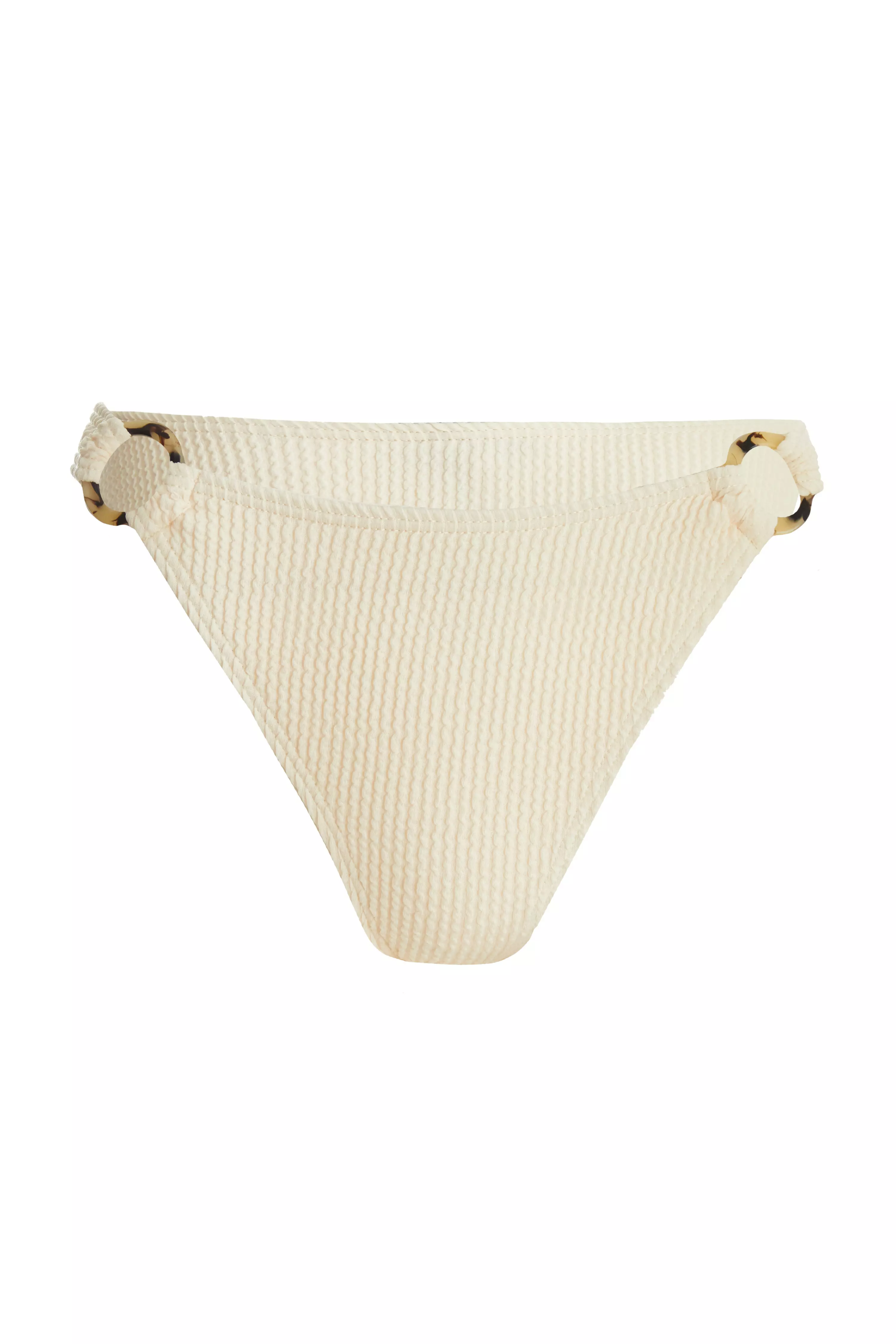 Cream Crinkle Ring Bikini Bottoms