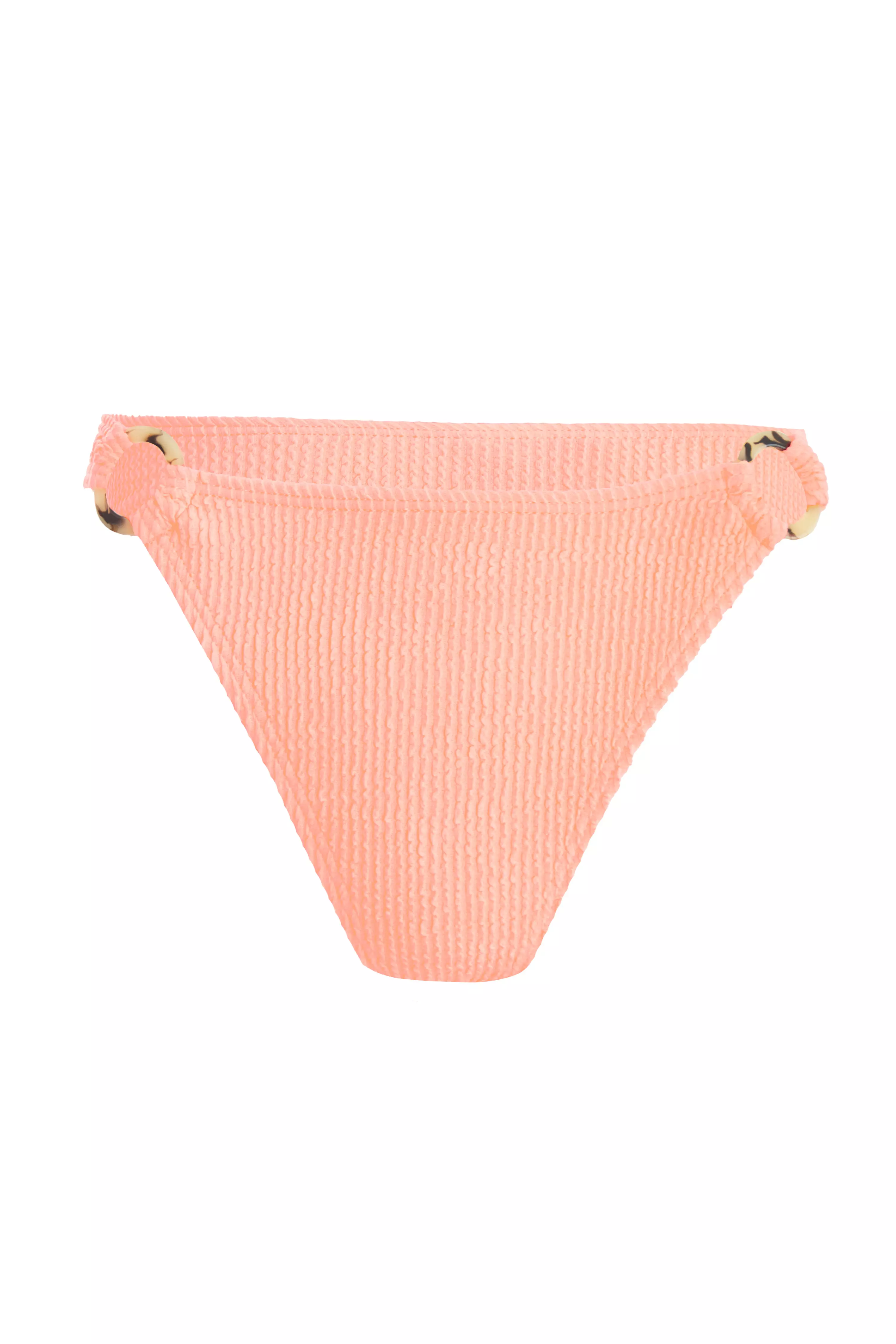 Coral Crinkle Ring Bikini Bottoms